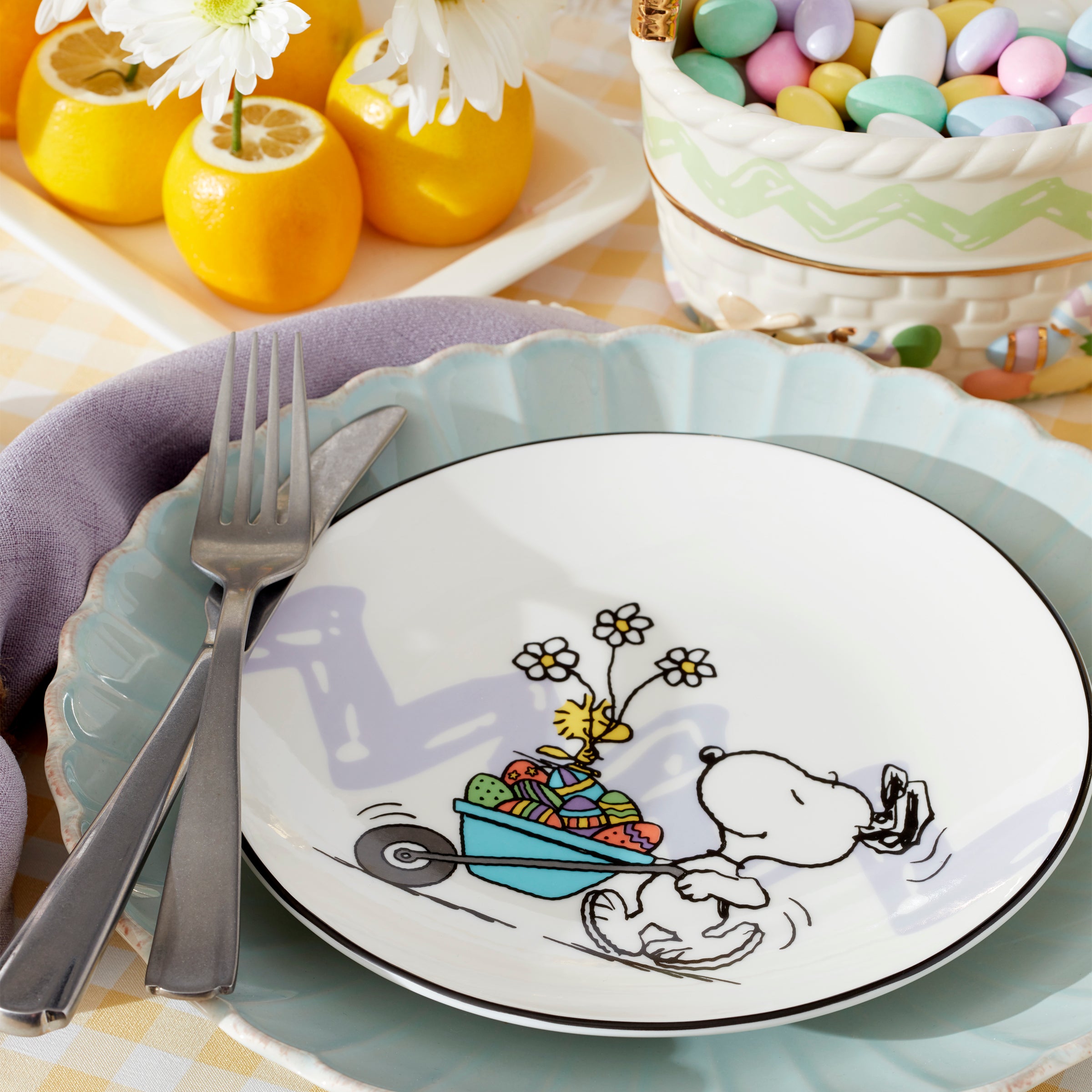 Scalloped Stoneware Dinnerware Set in Ice Blue | French Perle