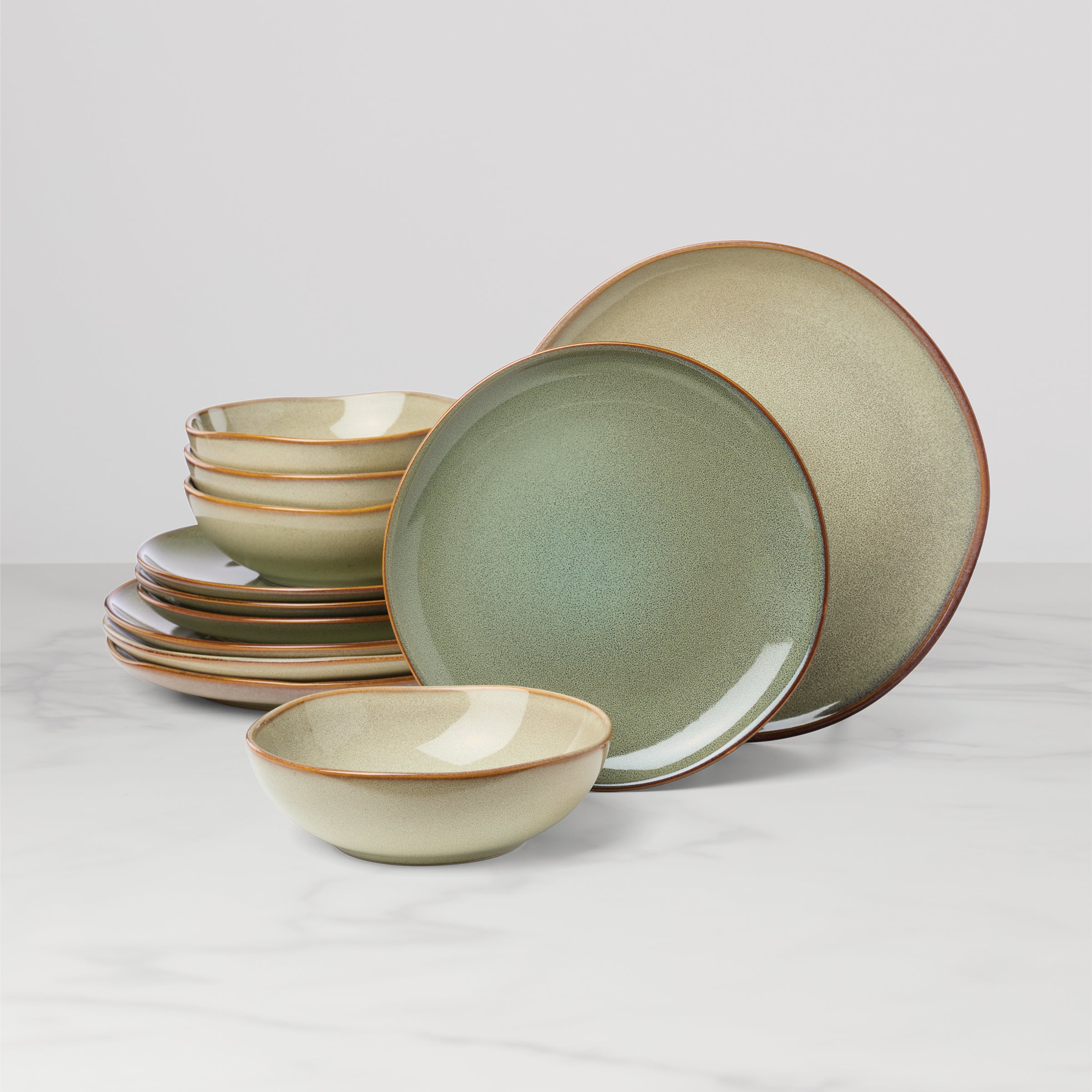 Stoneware Dinnerware Set 12-Piece | Organic Shades Sage