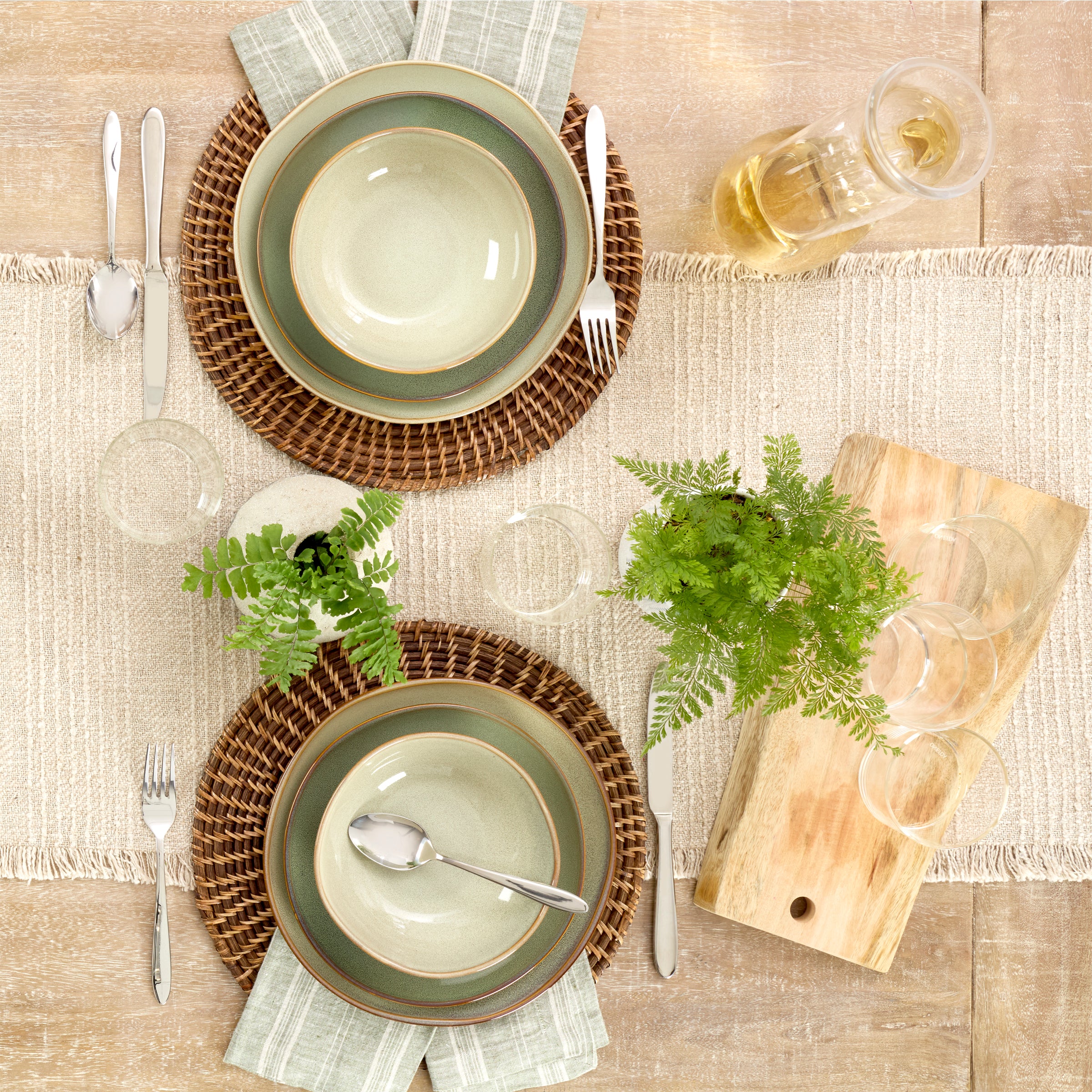 Stoneware Dinnerware Set 12-Piece | Organic Shades Sage