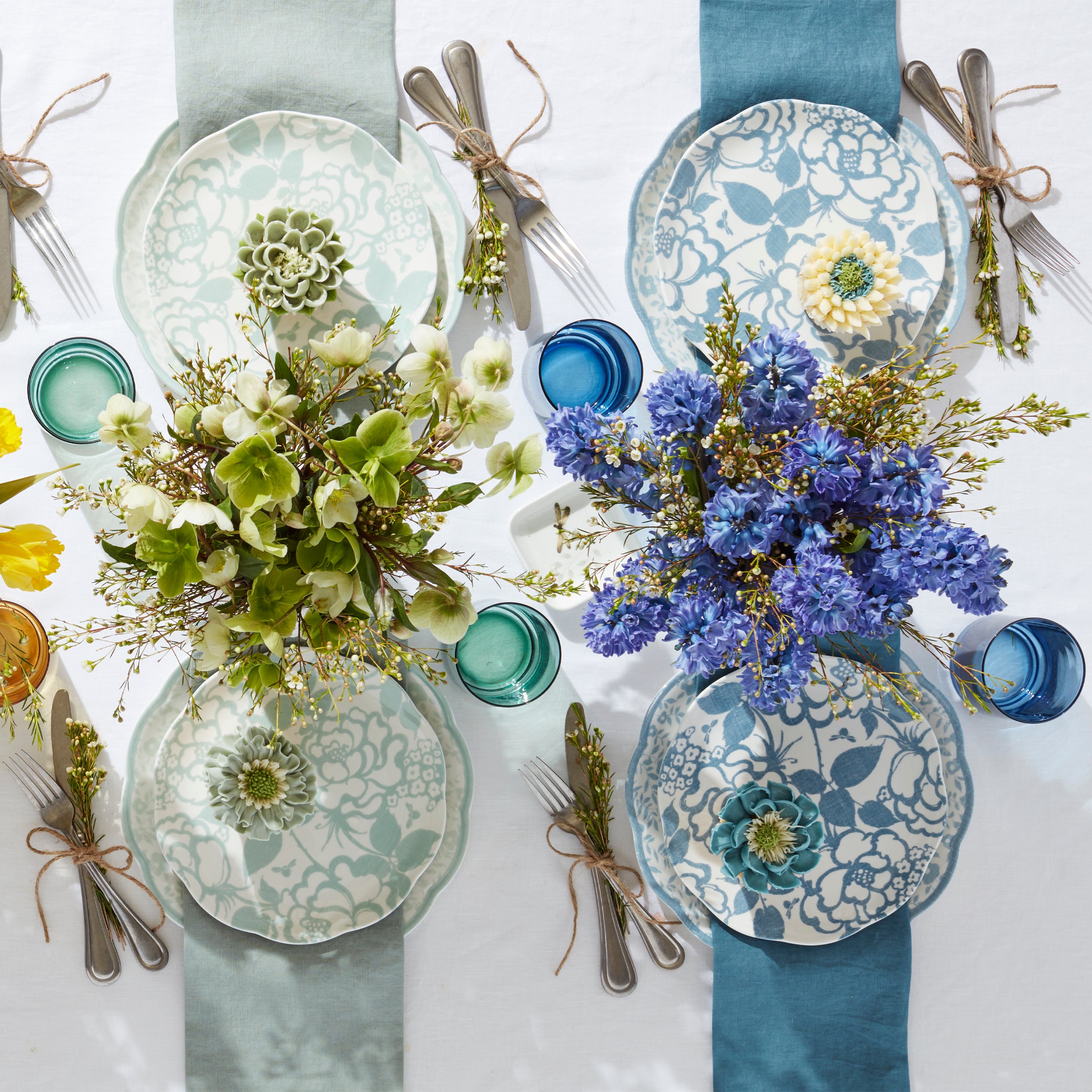 Scalloped Sage Dinnerware Set with Floral Accents | Butterfly Meadow Cottage