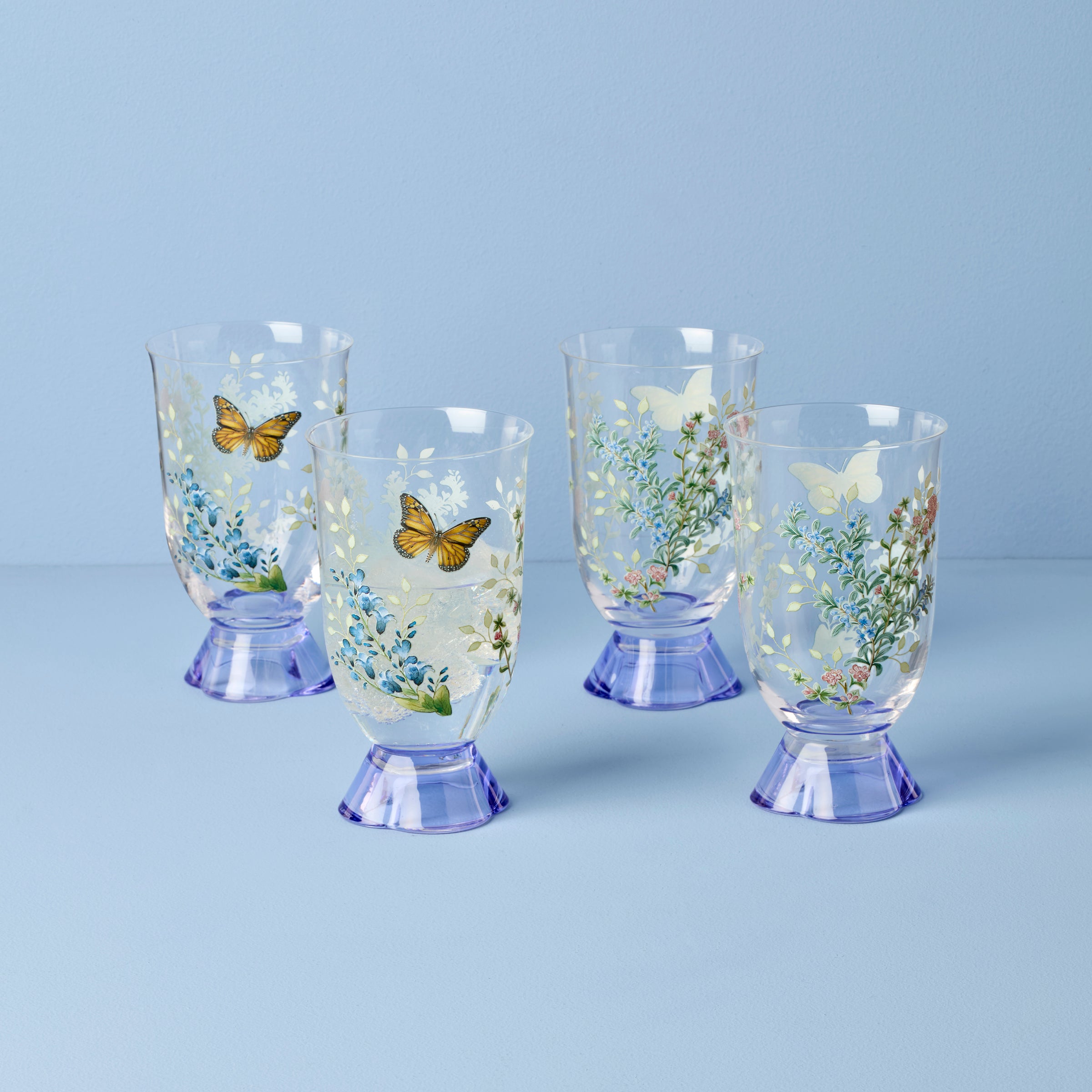 Herb-Inspired Tall Tumblers Set of 4 | Butterfly Meadow