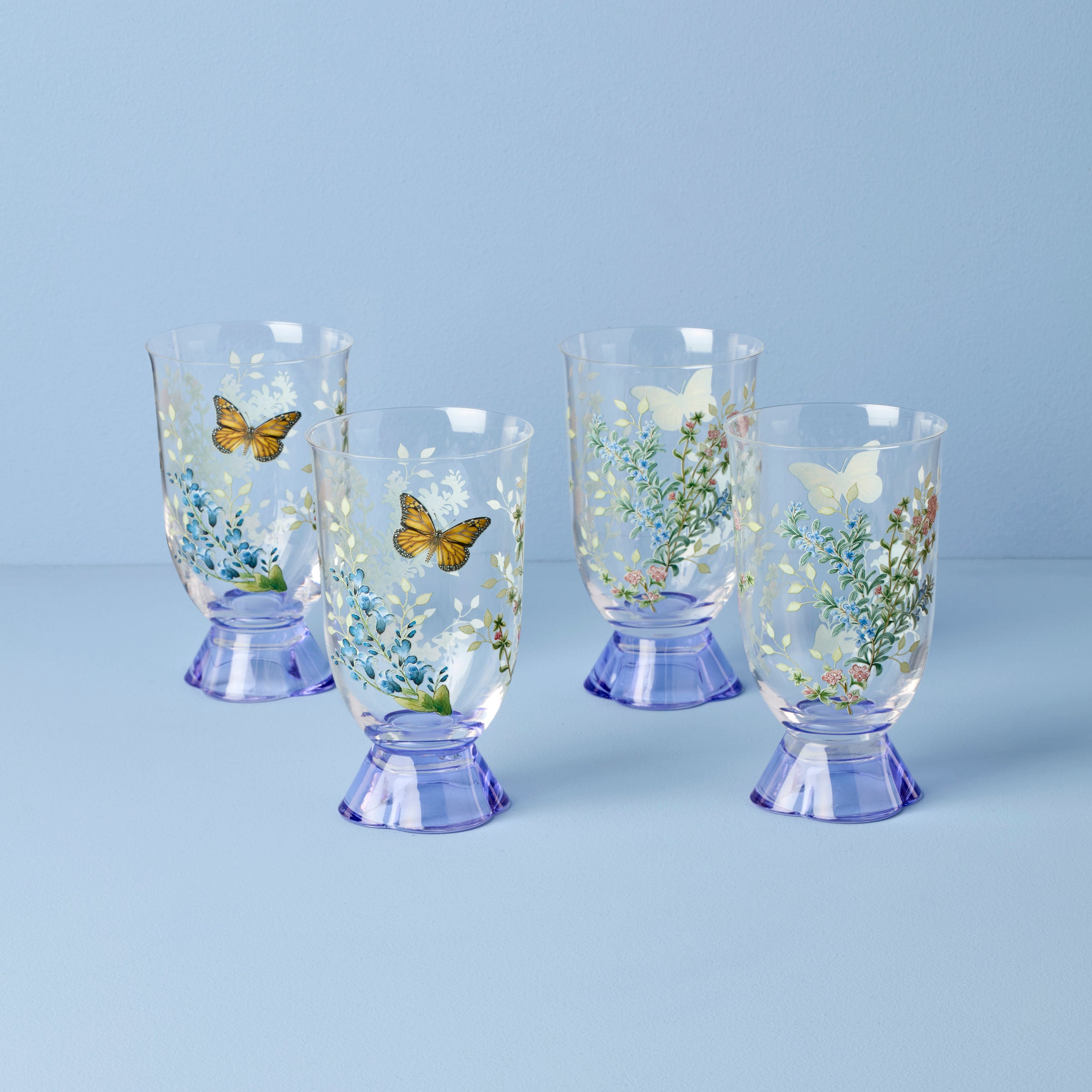 Herb-Inspired Tall Tumblers Set of 4 | Butterfly Meadow
