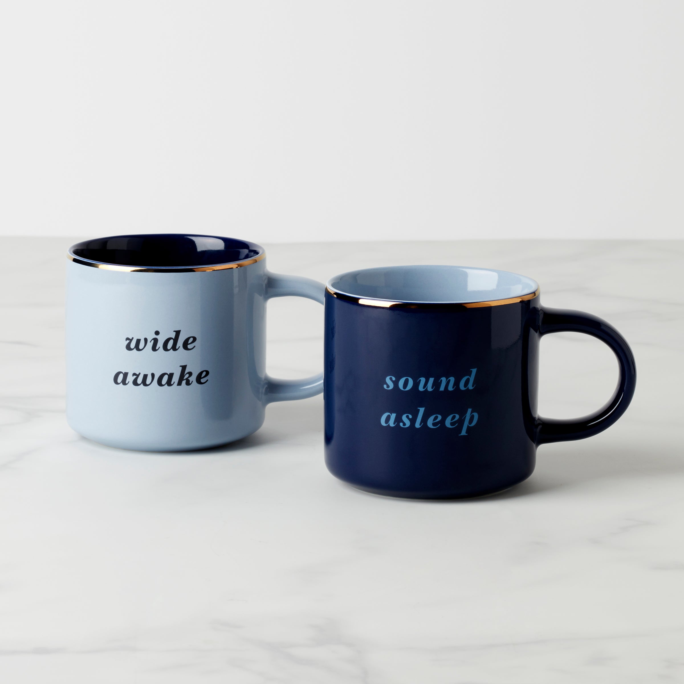 Funny Coffee Mug Set - Wide Awake & Sound Asleep Mugs | 2-Pack