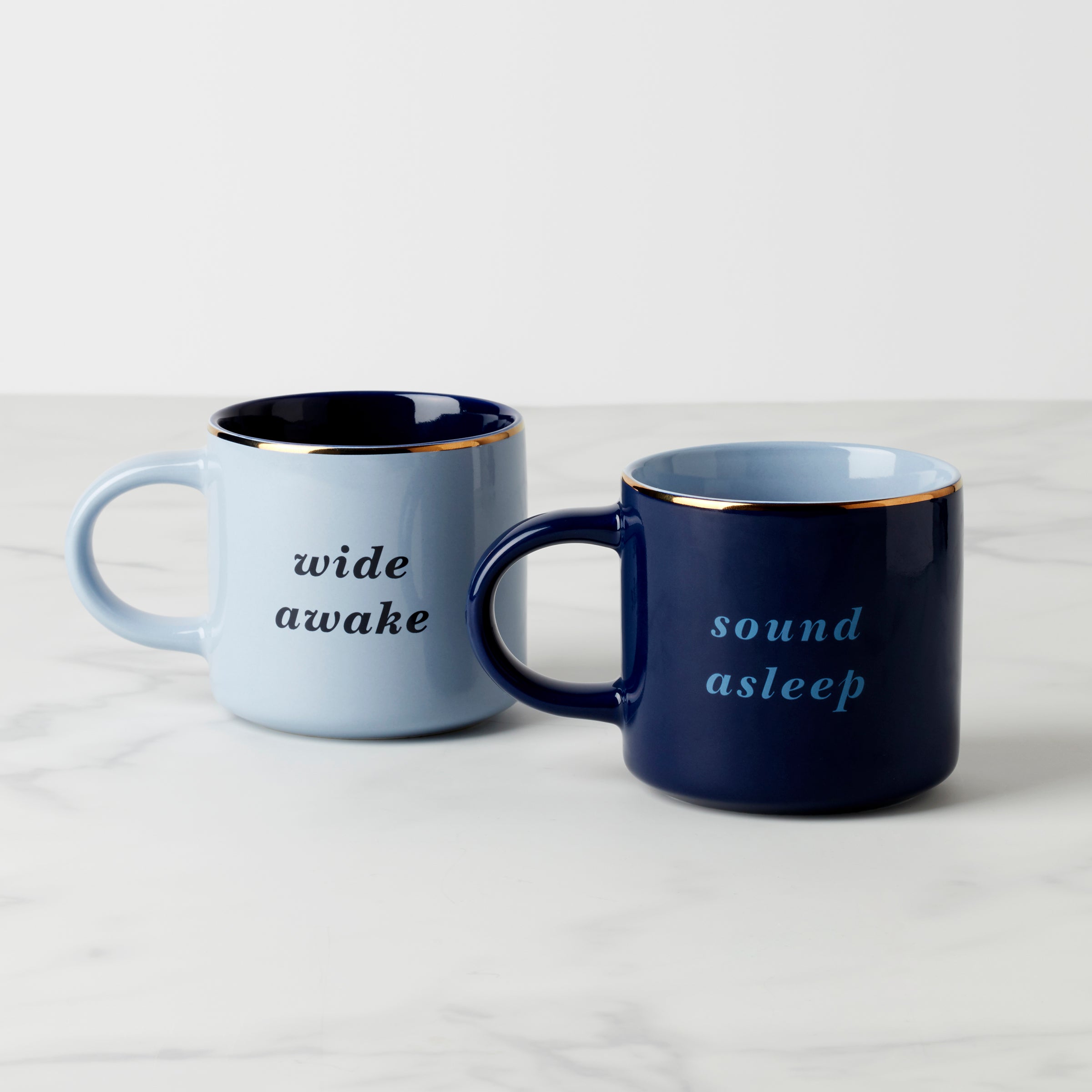 Funny Coffee Mug Set - Wide Awake & Sound Asleep Mugs | 2-Pack