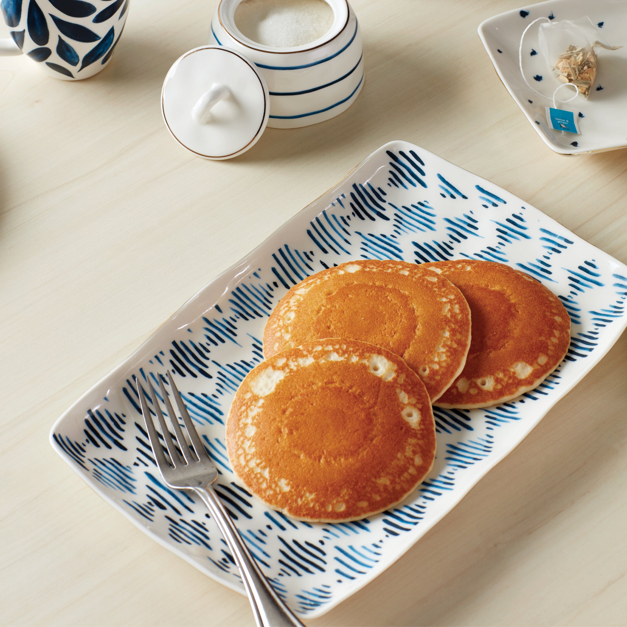 Stackable Serving Platters with Gold Trim | Blue Bay Nesting Set