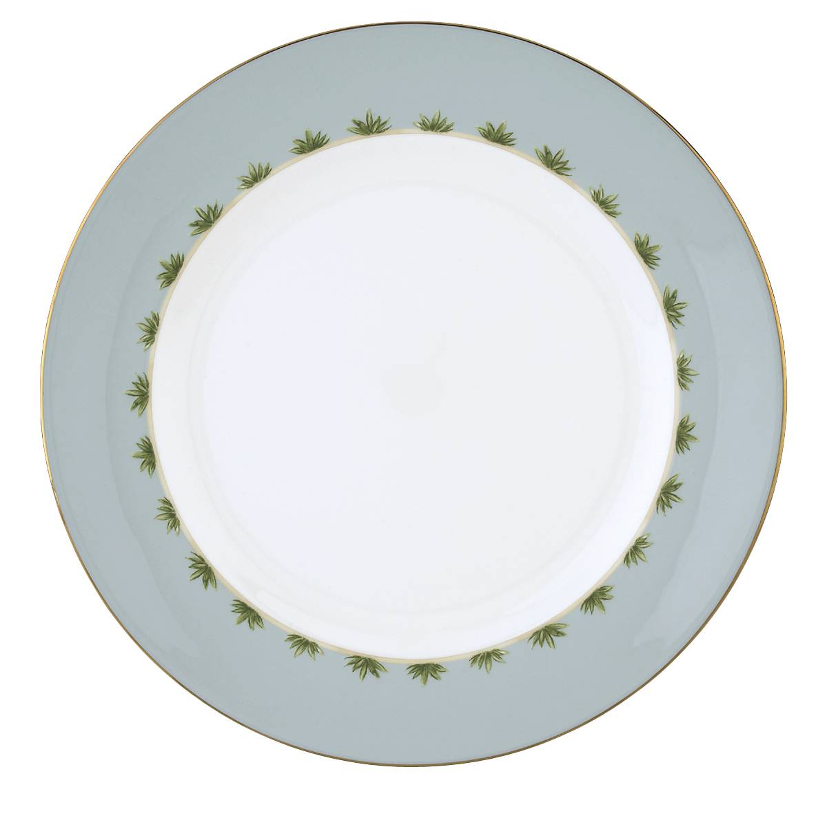 Porcelain Dinner Plate with Gold Trim & Tropical Design | British Colonial Tradewind
