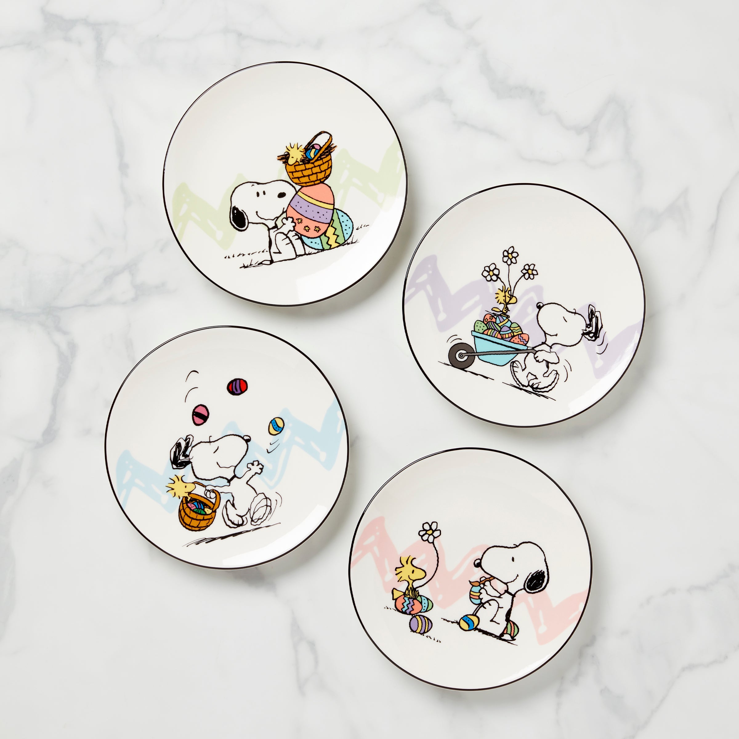Easter Snoopy Plates Set of 4 - Woodstock & Spring Designs