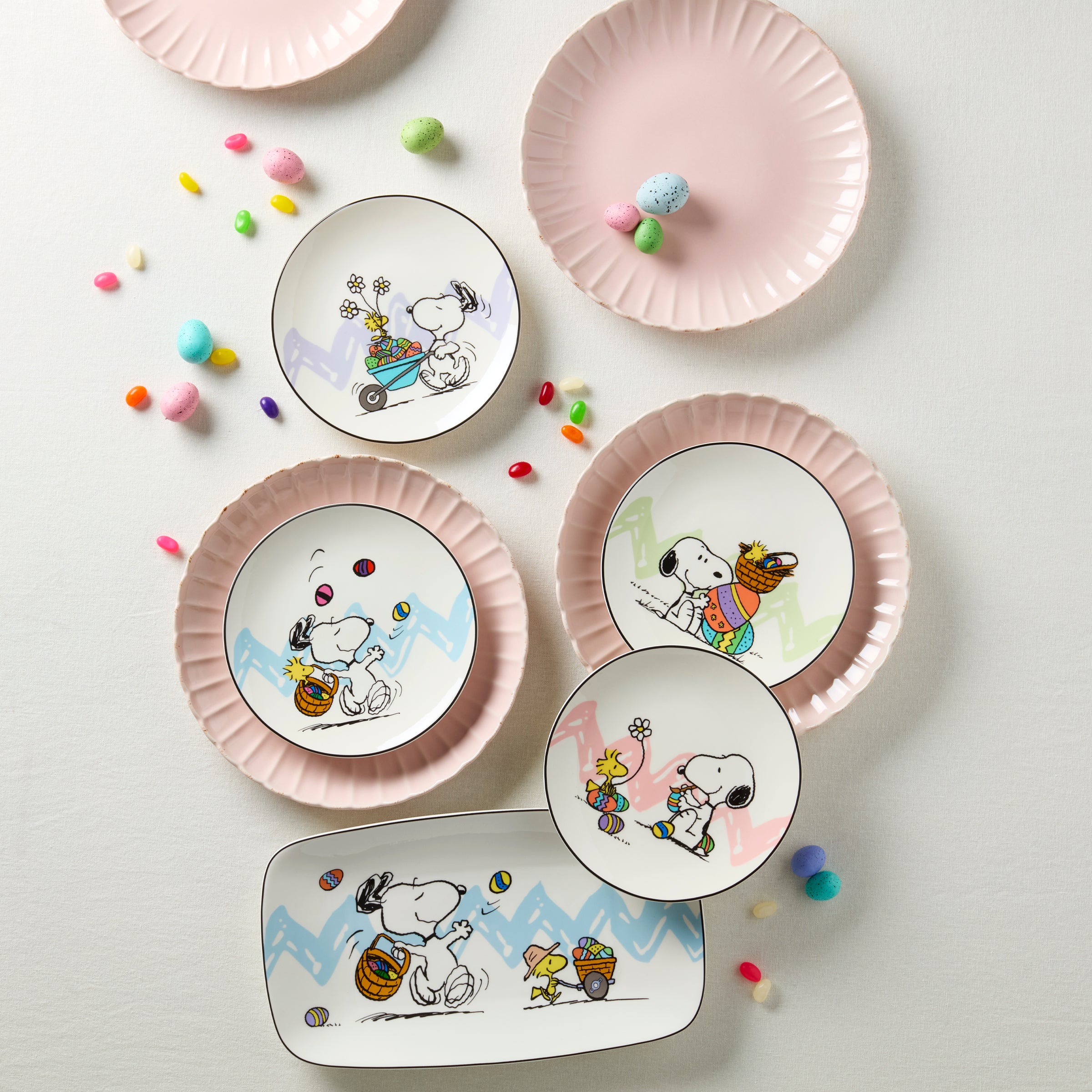 Easter Snoopy Plates Set of 4 - Woodstock & Spring Designs