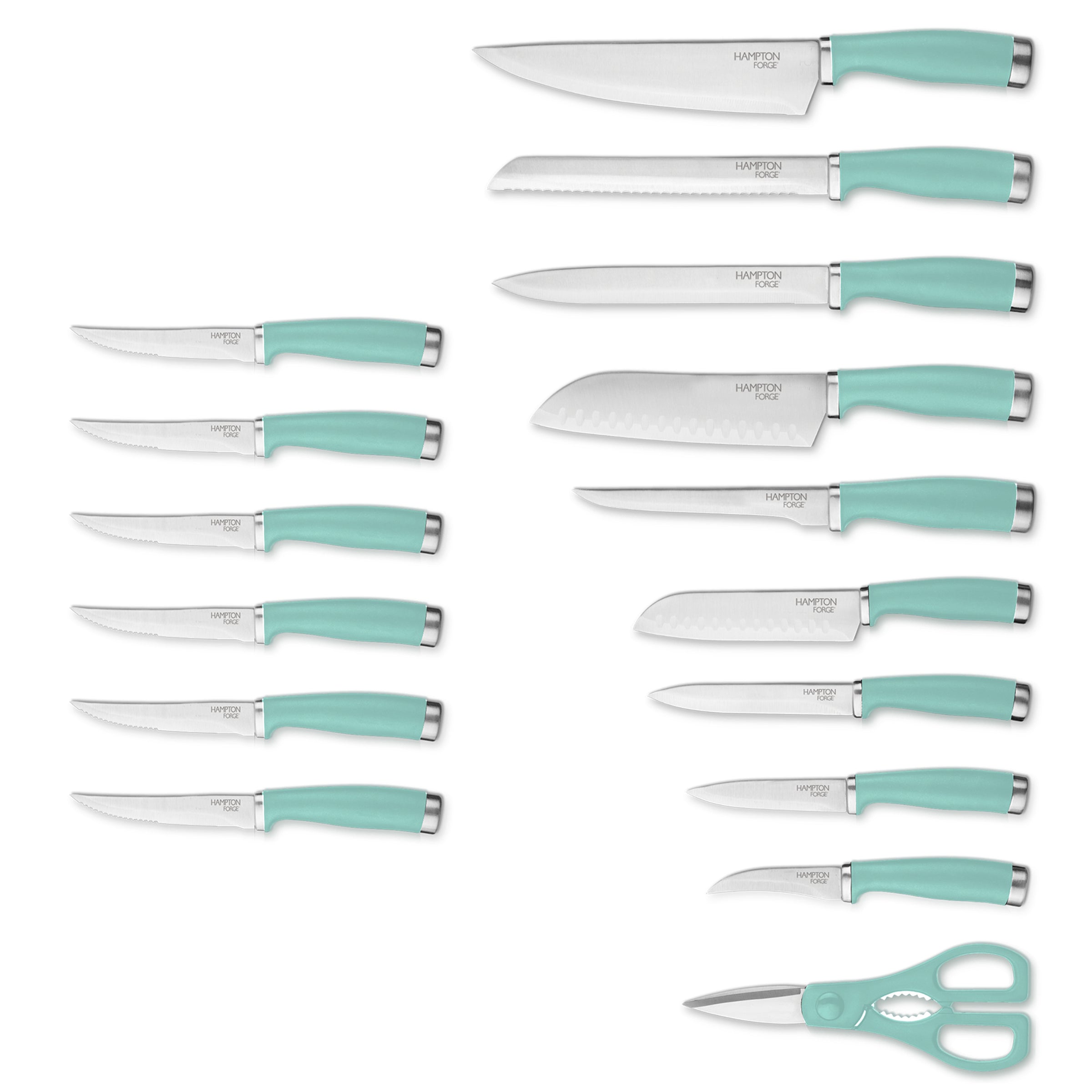 Pistachio 17-Piece Cutlery Set with Block | Epicure Kitchen Knives