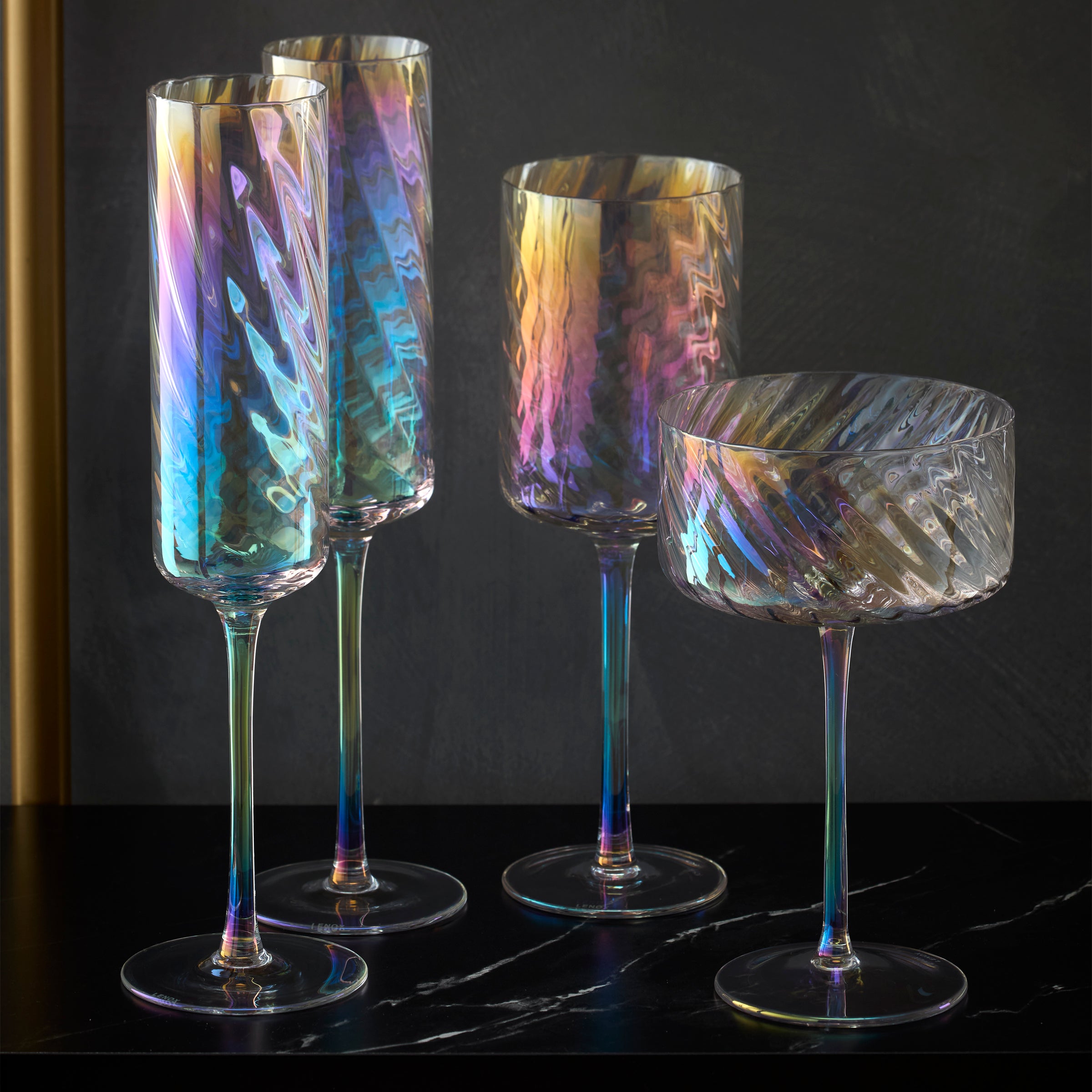 Iridescent Rainbow Coupe Glasses - Set of 4 | Tuscany Classics