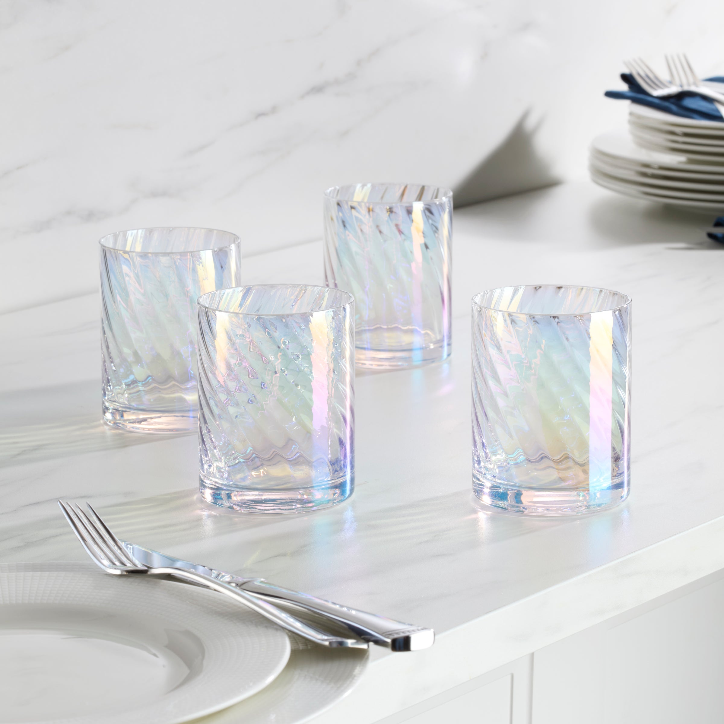 Iridescent Double Old Fashioned Glasses for Cocktails | Tuscany Classics