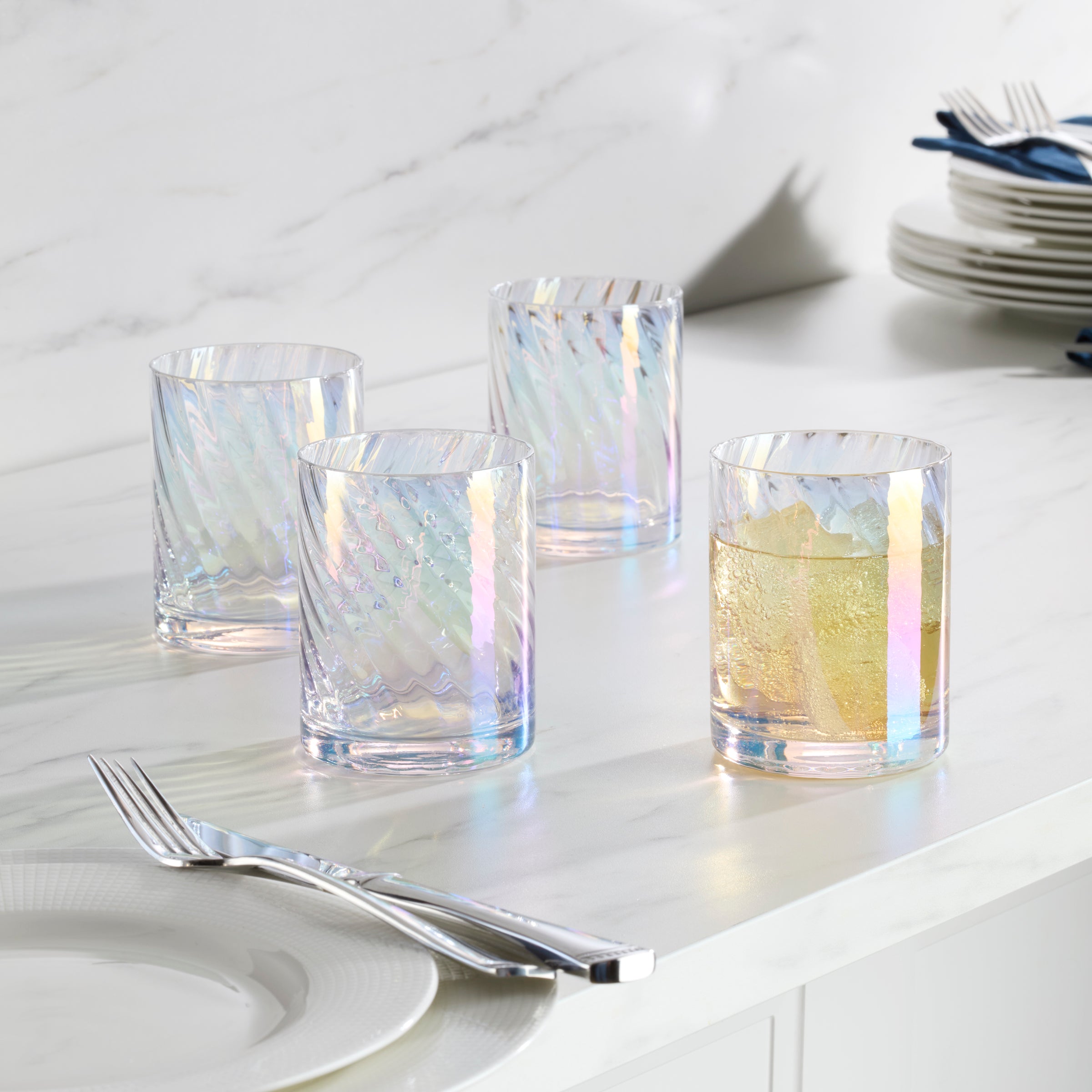 Iridescent Double Old Fashioned Glasses for Cocktails | Tuscany Classics