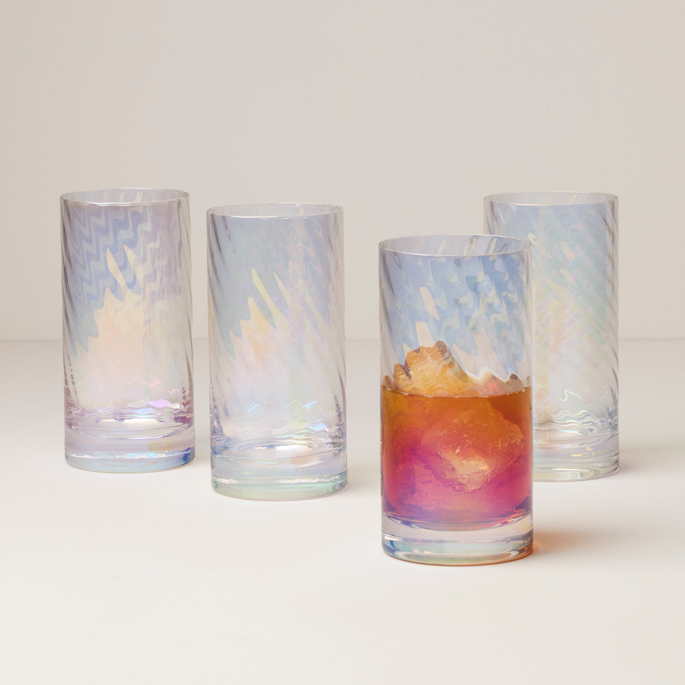 Iridescent Highball Glasses Set of 4 for Cocktails & Iced Drinks | Tuscany Classics