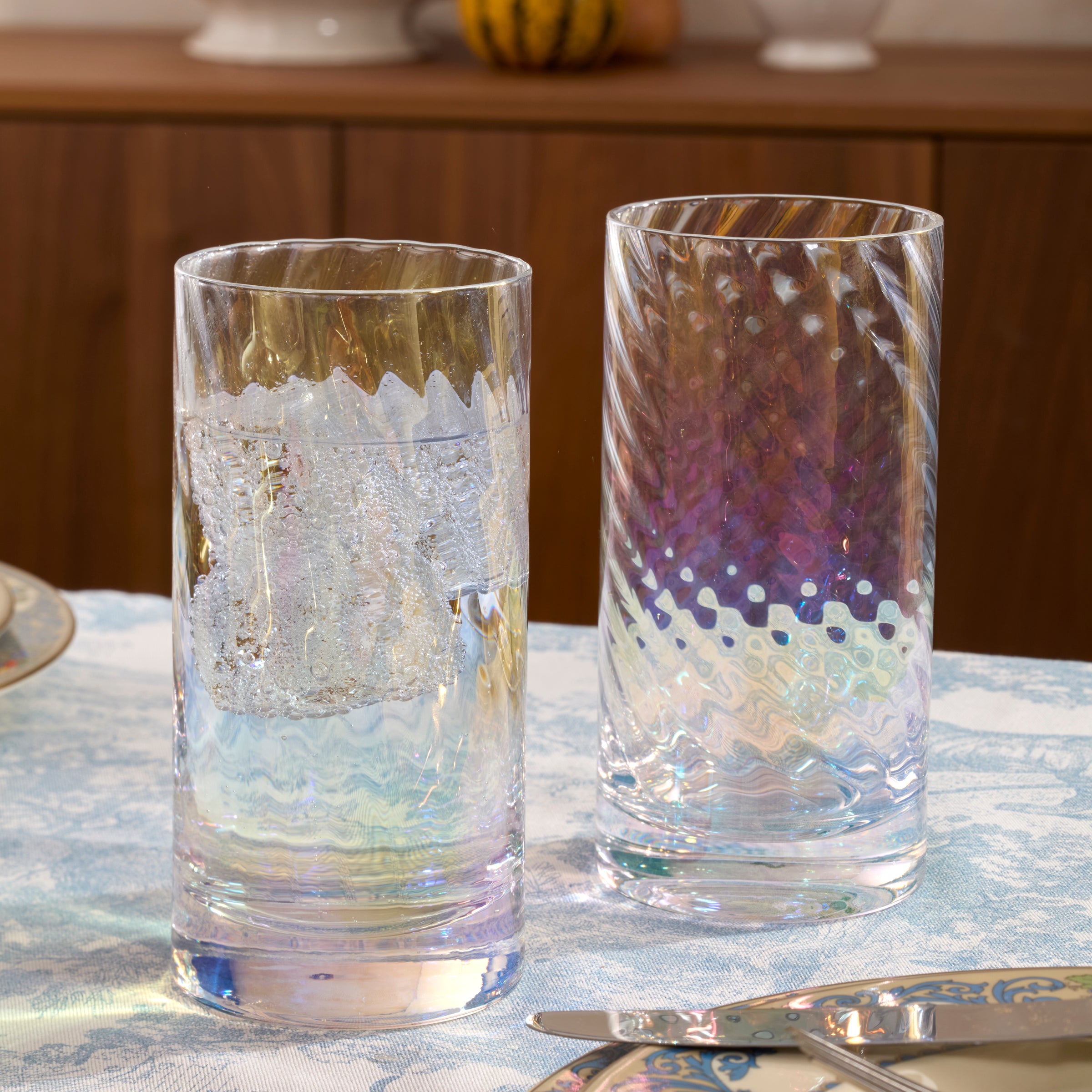 Iridescent Highball Glasses Set of 4 for Cocktails & Iced Drinks | Tuscany Classics