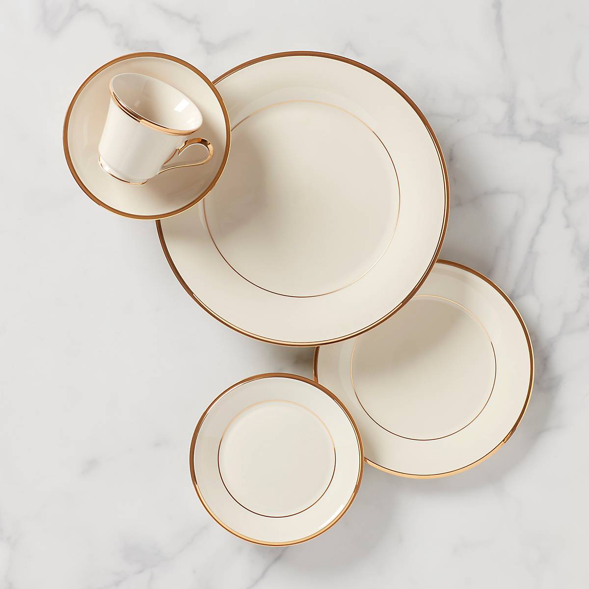 24K Gold Accented Porcelain Dinnerware Set | Eternal 5-Piece