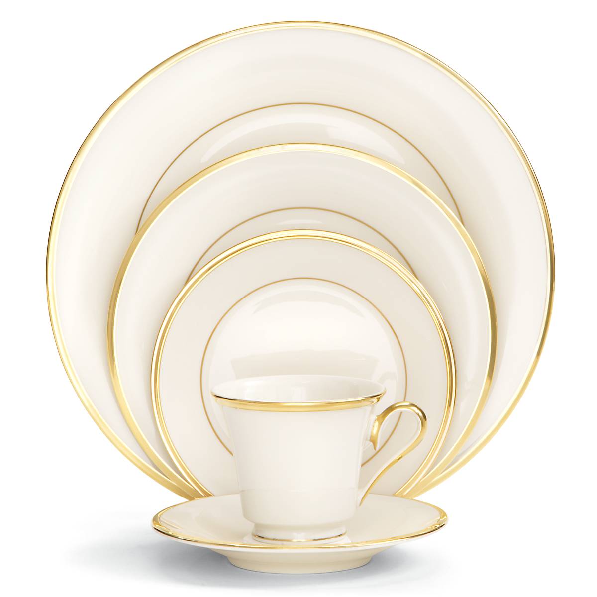 24K Gold Accented Porcelain Dinnerware Set | Eternal 5-Piece