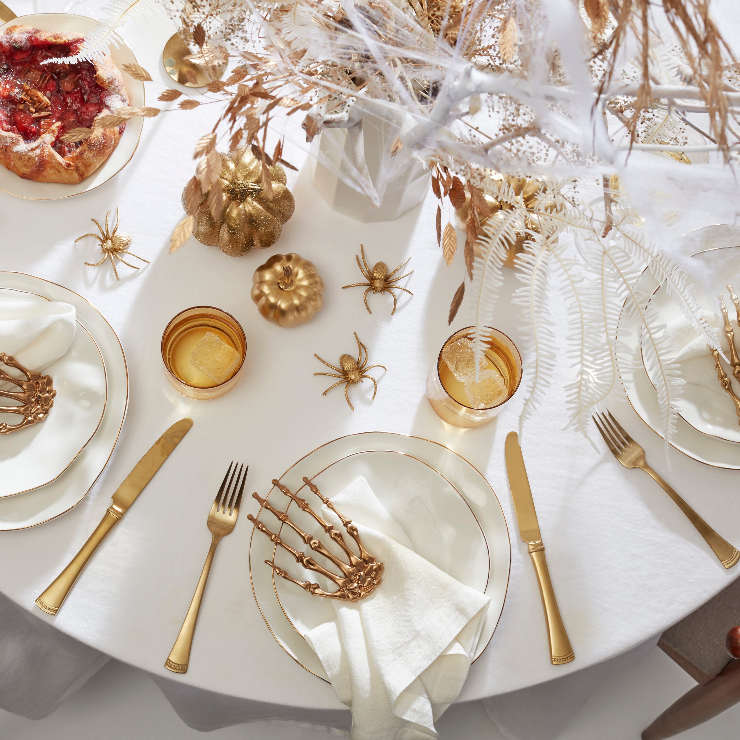 White 12-Piece Dinnerware Set with Gold Rim | Blue Bay