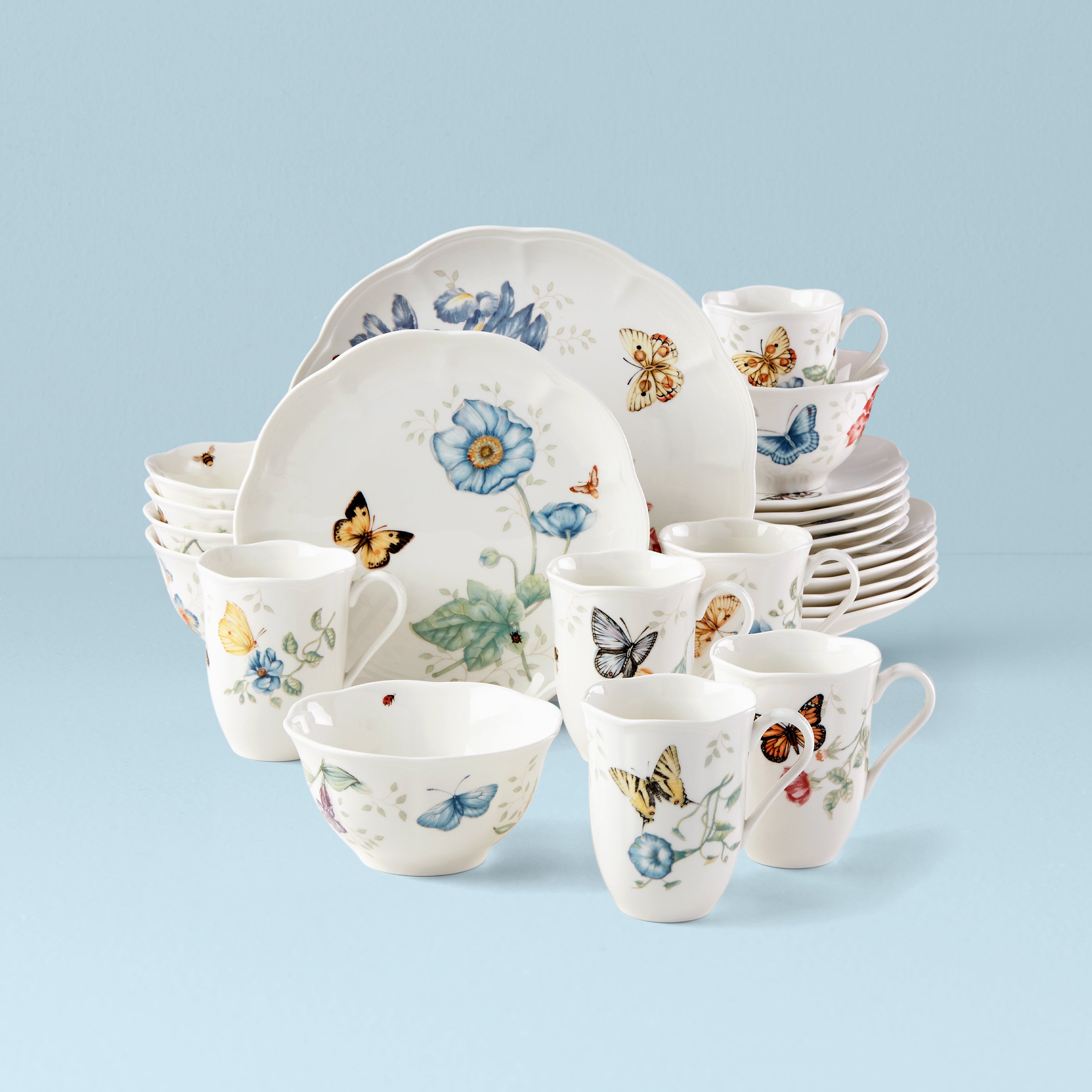 24-Piece Porcelain Dinnerware Set with Butterfly Design | Butterfly Meadow