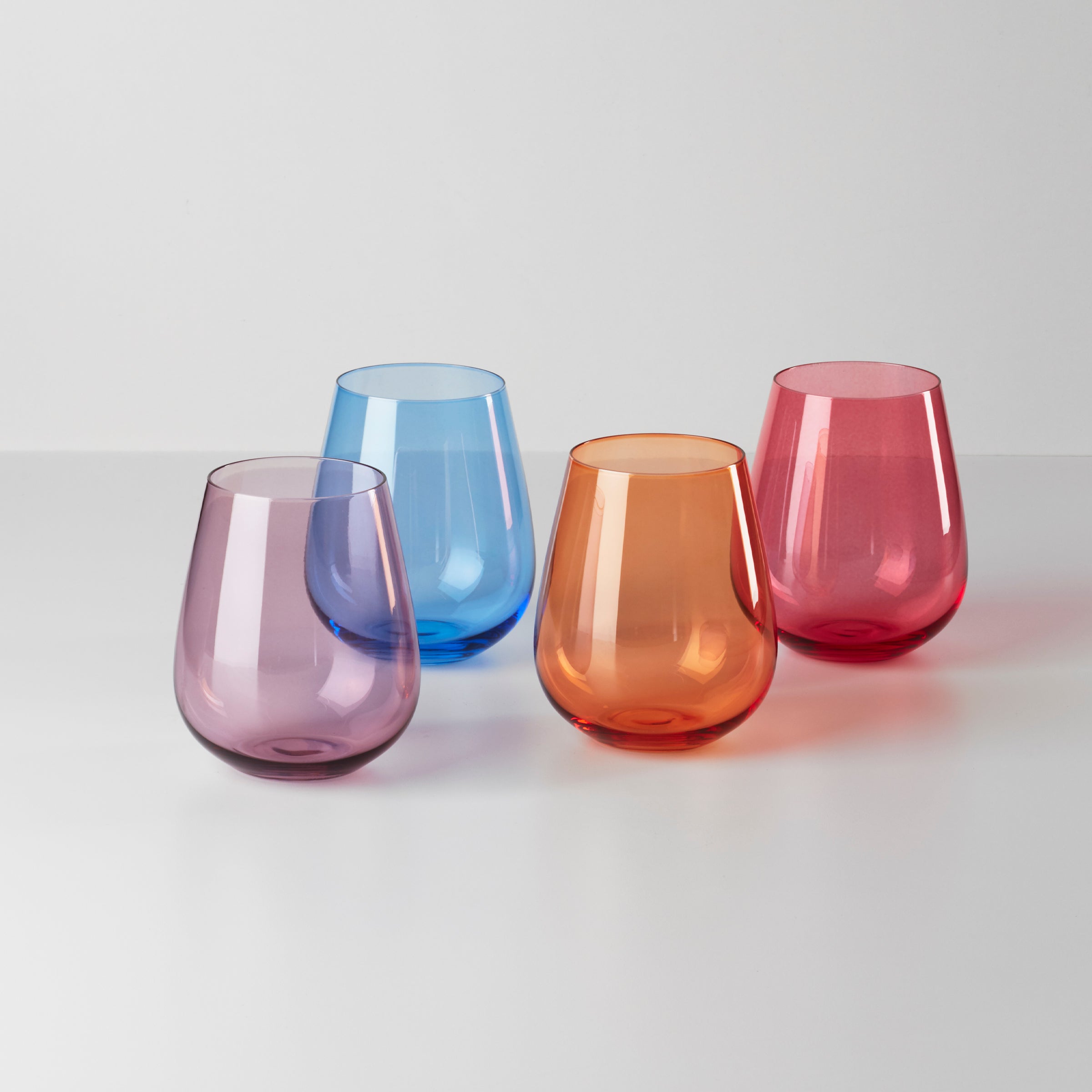 Colorful Stemless Wine Glasses Set of 4 | True Colors