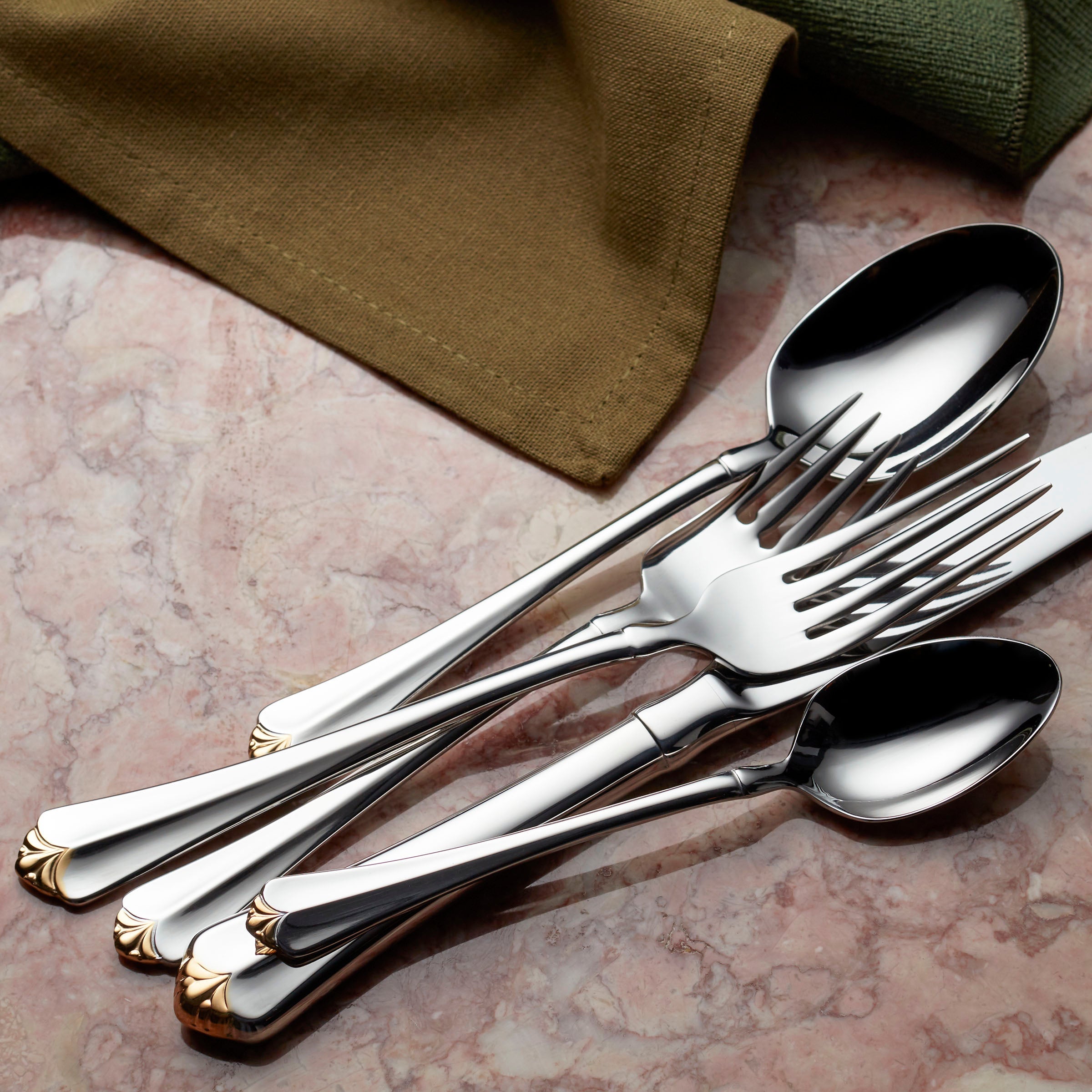 20-Piece Gold-Tip Flatware Set for Everyday & Formal Dining | Golden Juilliard