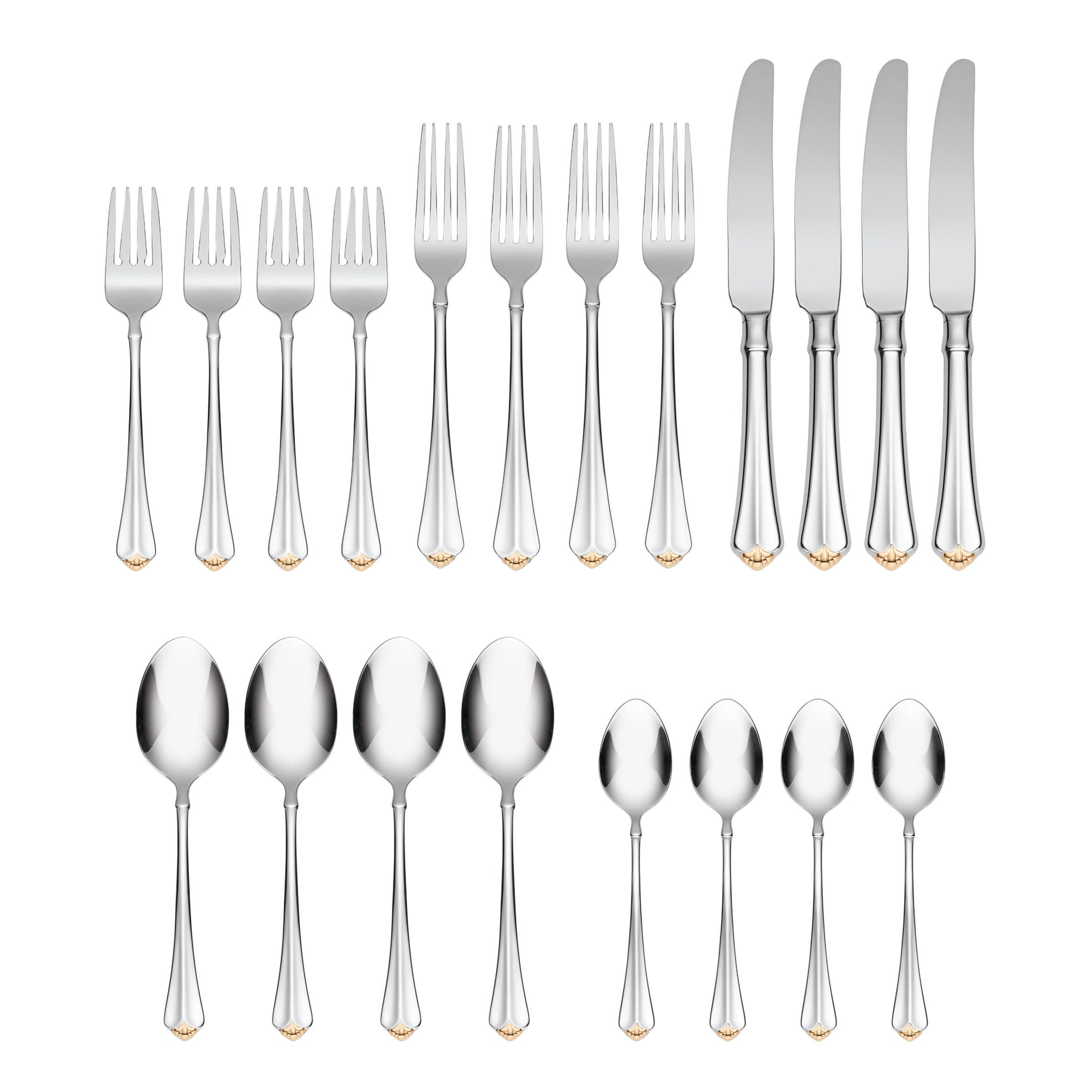 20-Piece Gold-Tip Flatware Set for Everyday & Formal Dining | Golden Juilliard