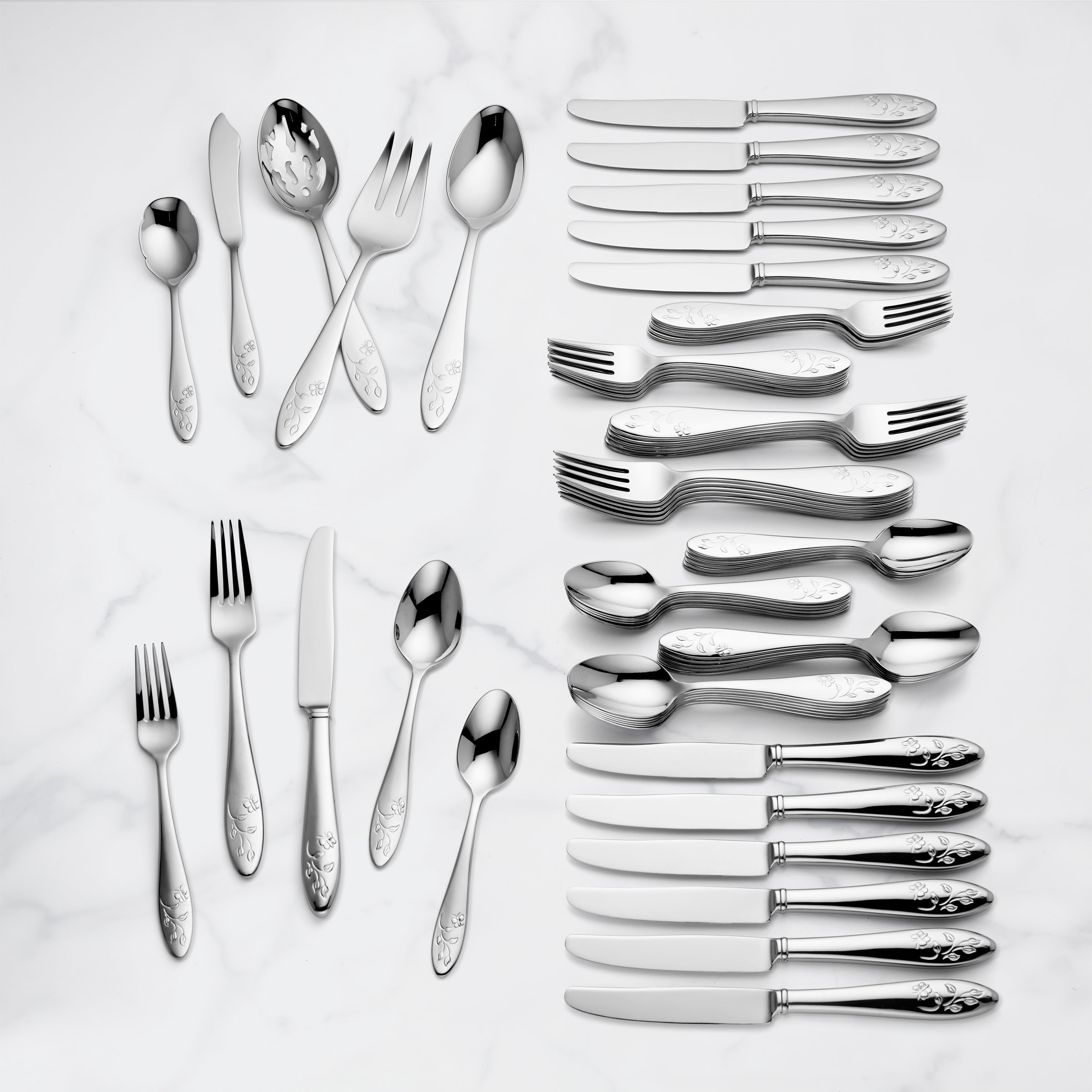 65-Piece Stainless Steel Flatware Set with Butterfly Design | Butterfly Meadow
