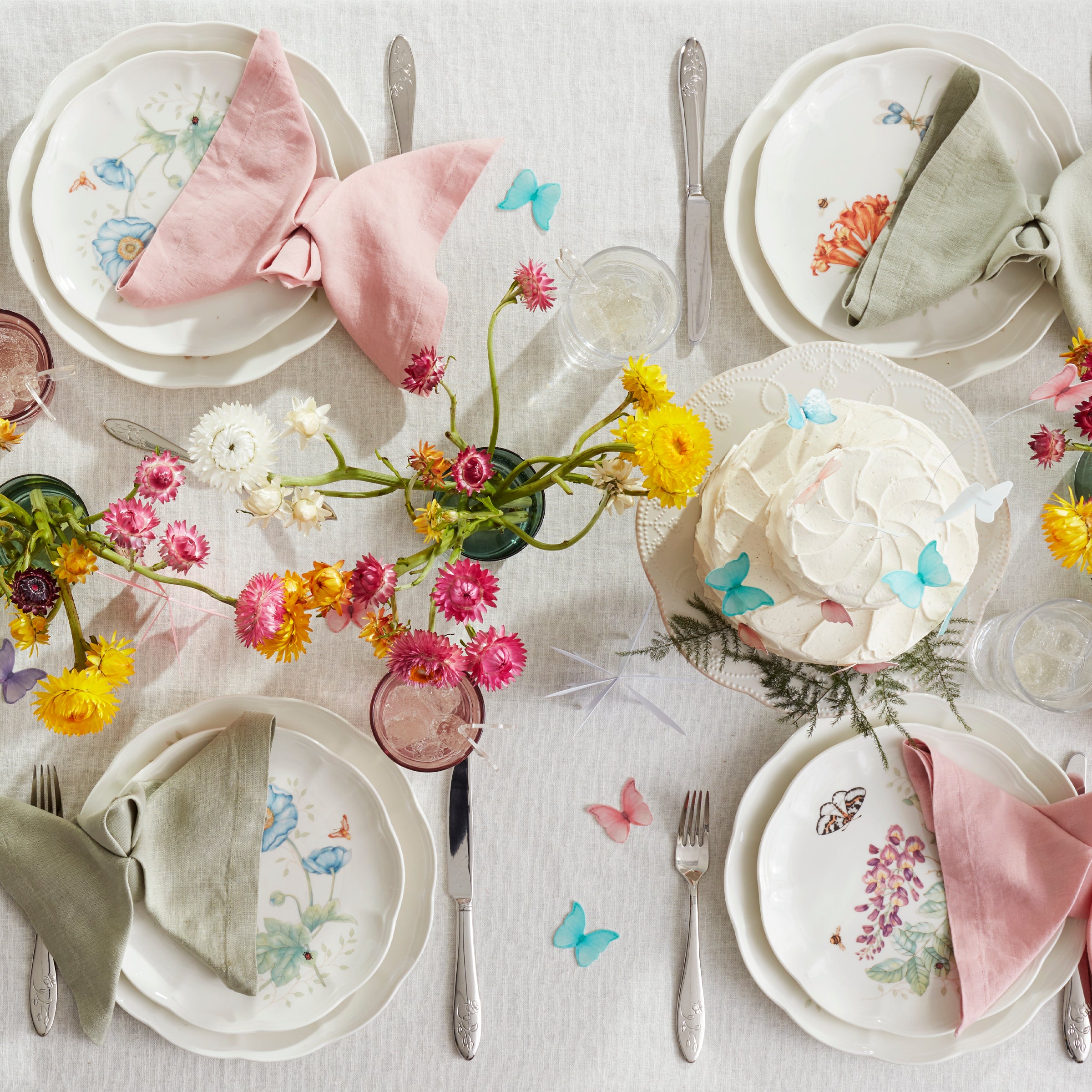 65-Piece Stainless Steel Flatware Set with Butterfly Design | Butterfly Meadow