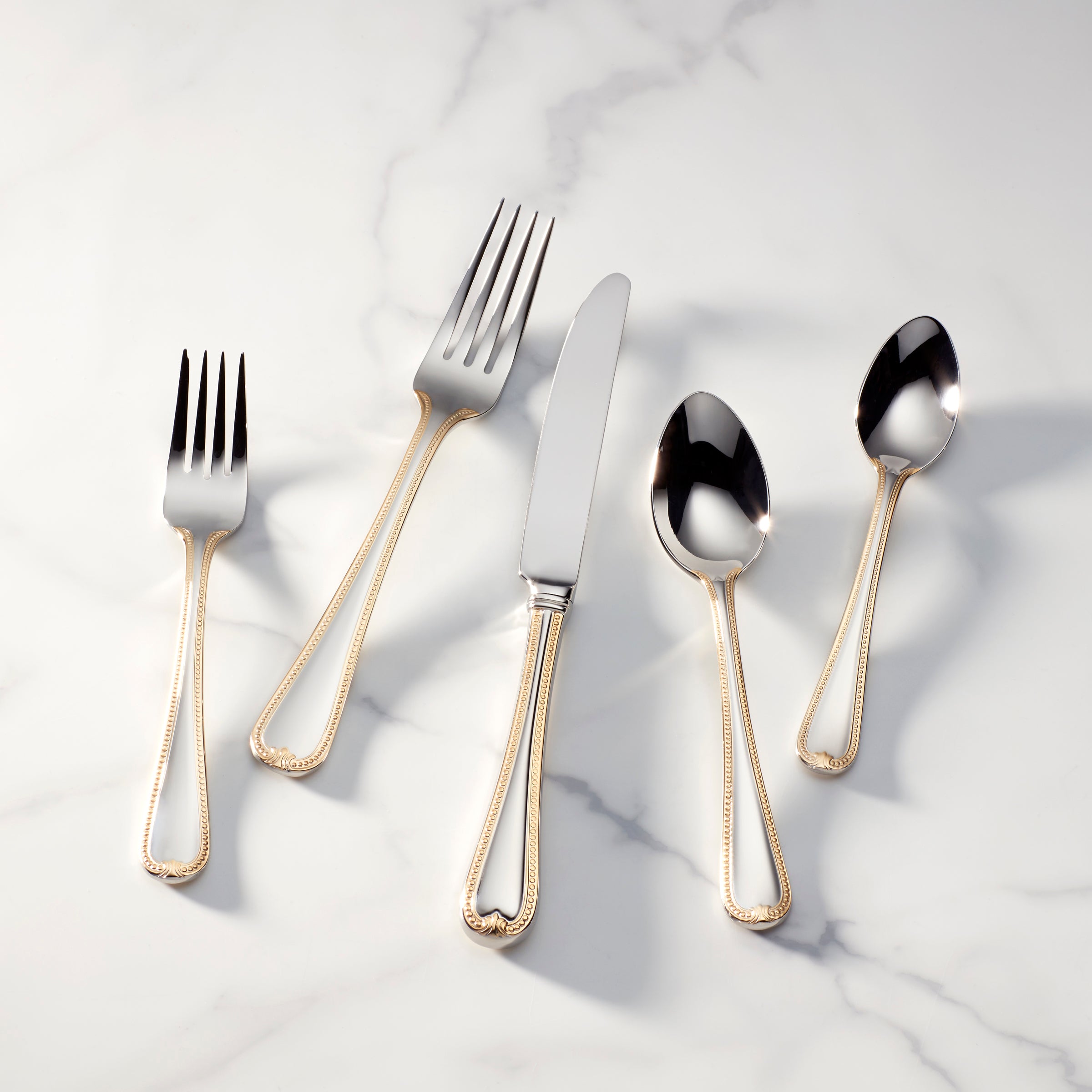 Gold-Plated 5-Piece Stainless Steel Flatware Set | Vintage Jewel
