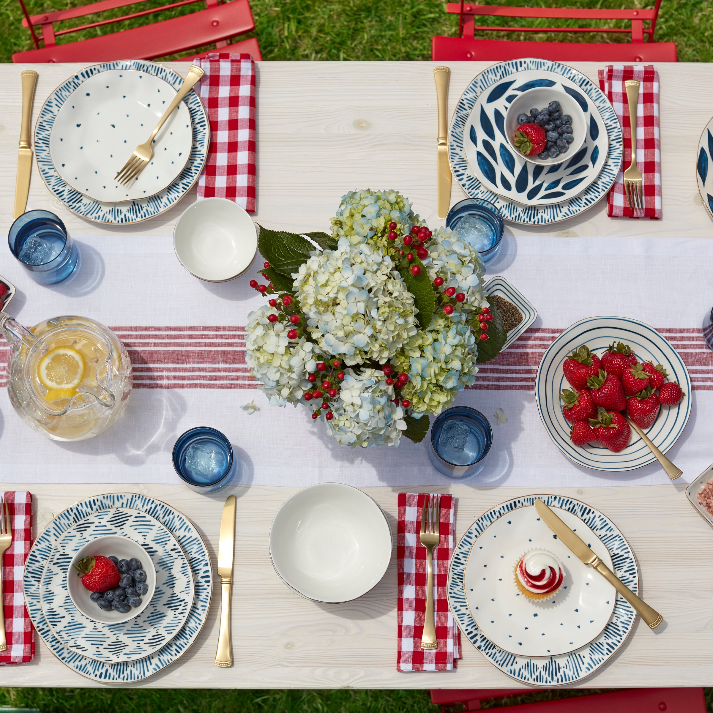 Blue Bay Ikat Porcelain Dinner Plates - Set of 4 | Dishwasher & Microwave Safe