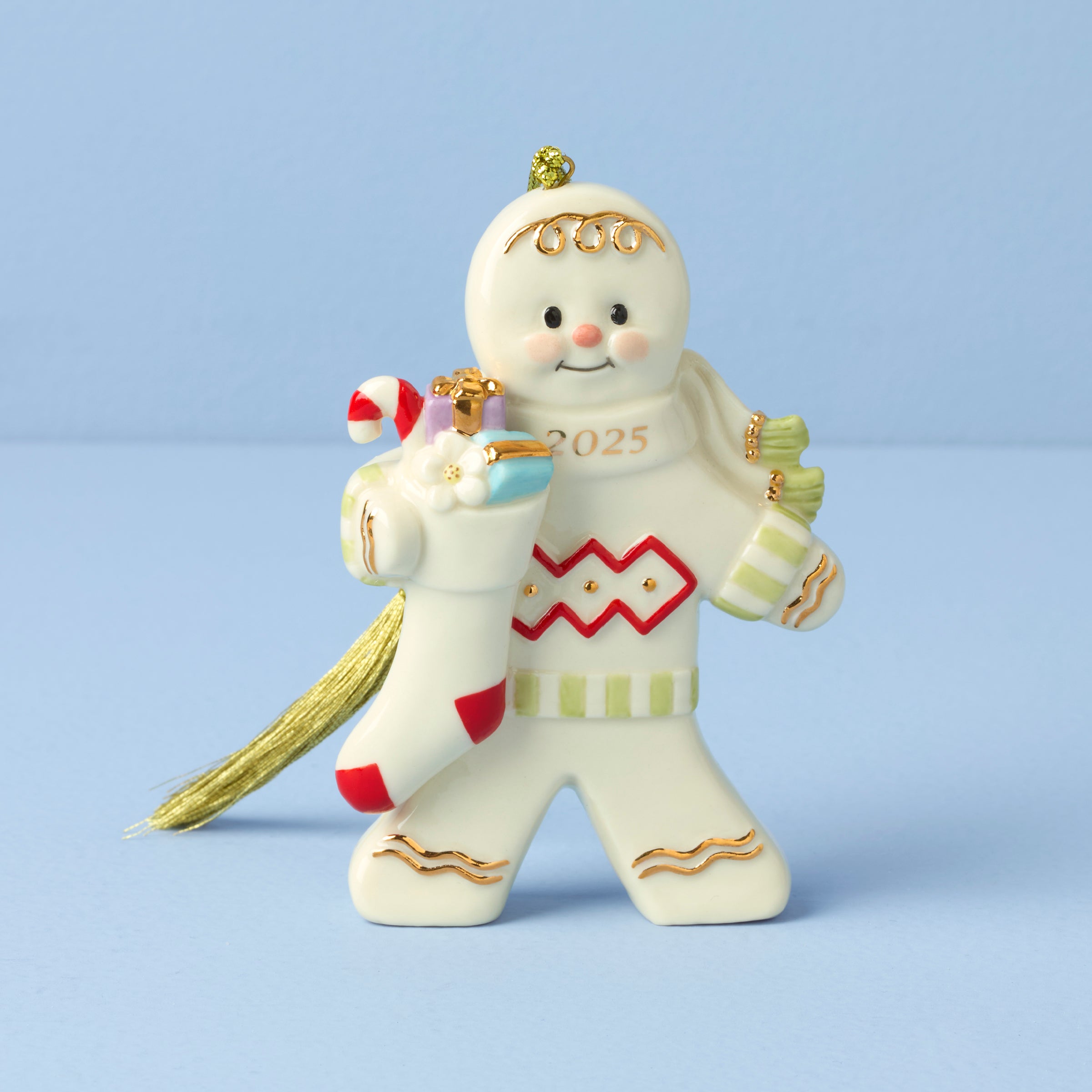 2025 Gingerbread Man Ornament with Festive Stocking | Christmas Decor