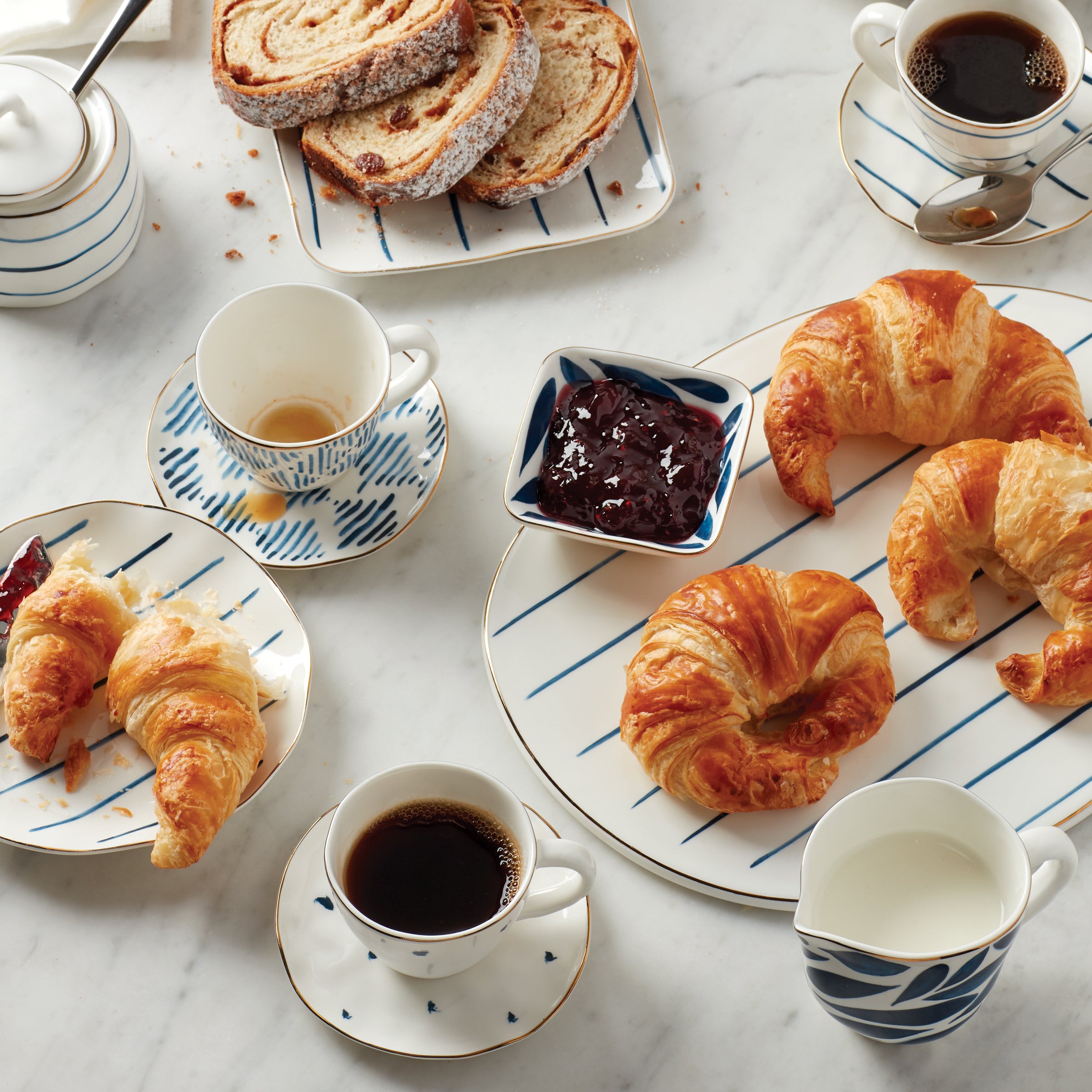 Striped Creamer & Sugar Bowl Set for Tea & Coffee | Blue Bay
