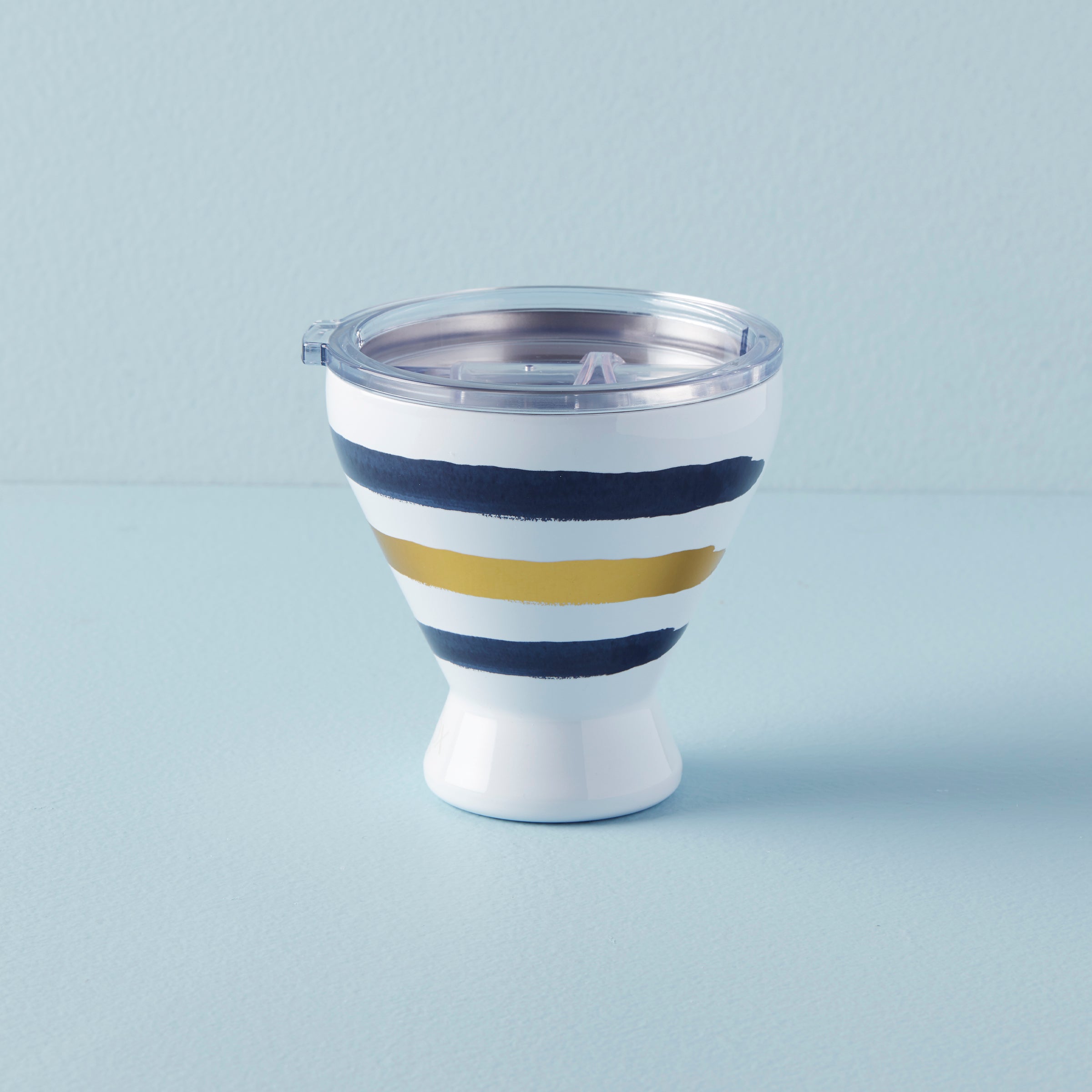 Insulated Stainless Steel Cocktail Tumbler with Blue Bay Stripe | Leakproof