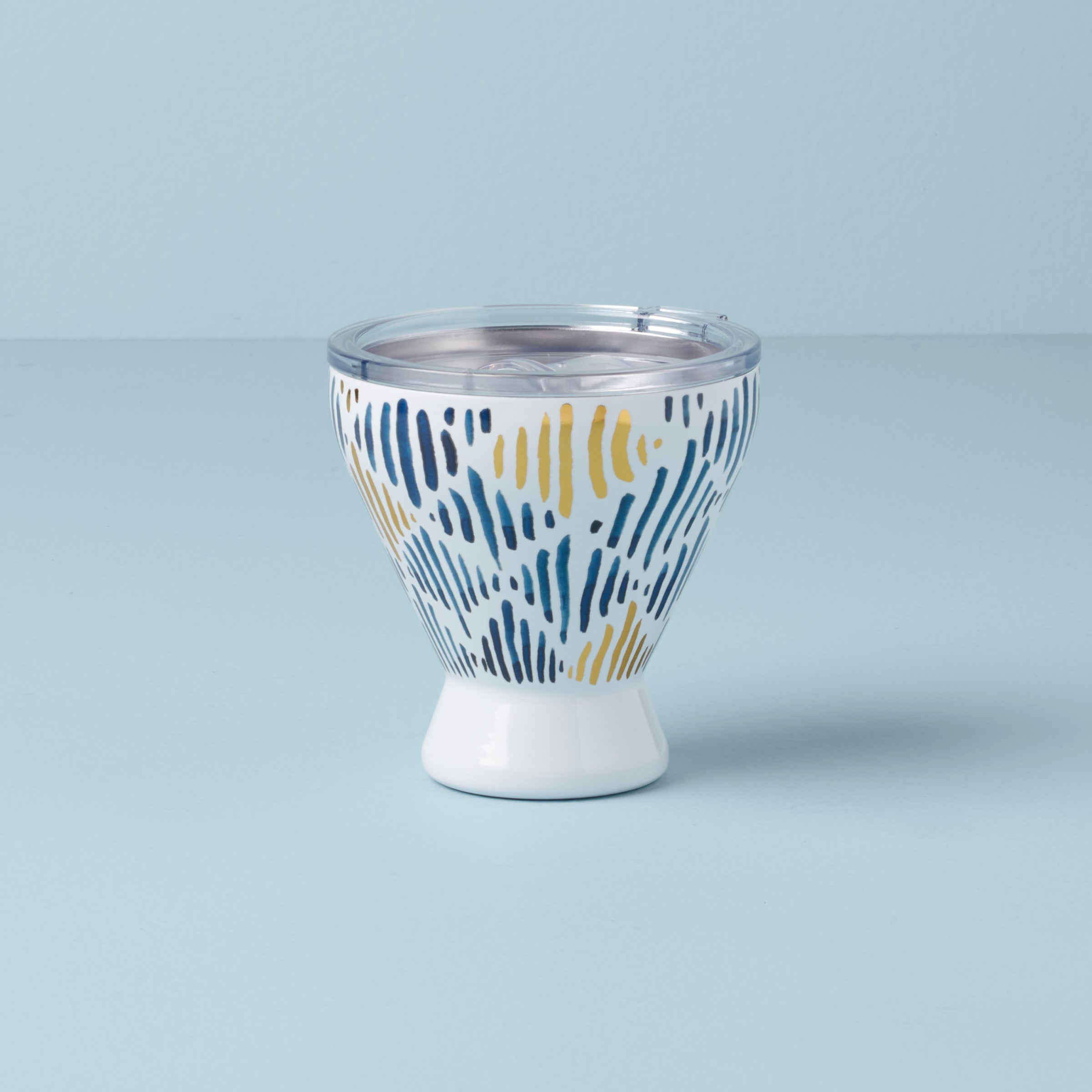 Insulated Stainless Steel Cocktail Tumbler | Blue Bay Ikat Design