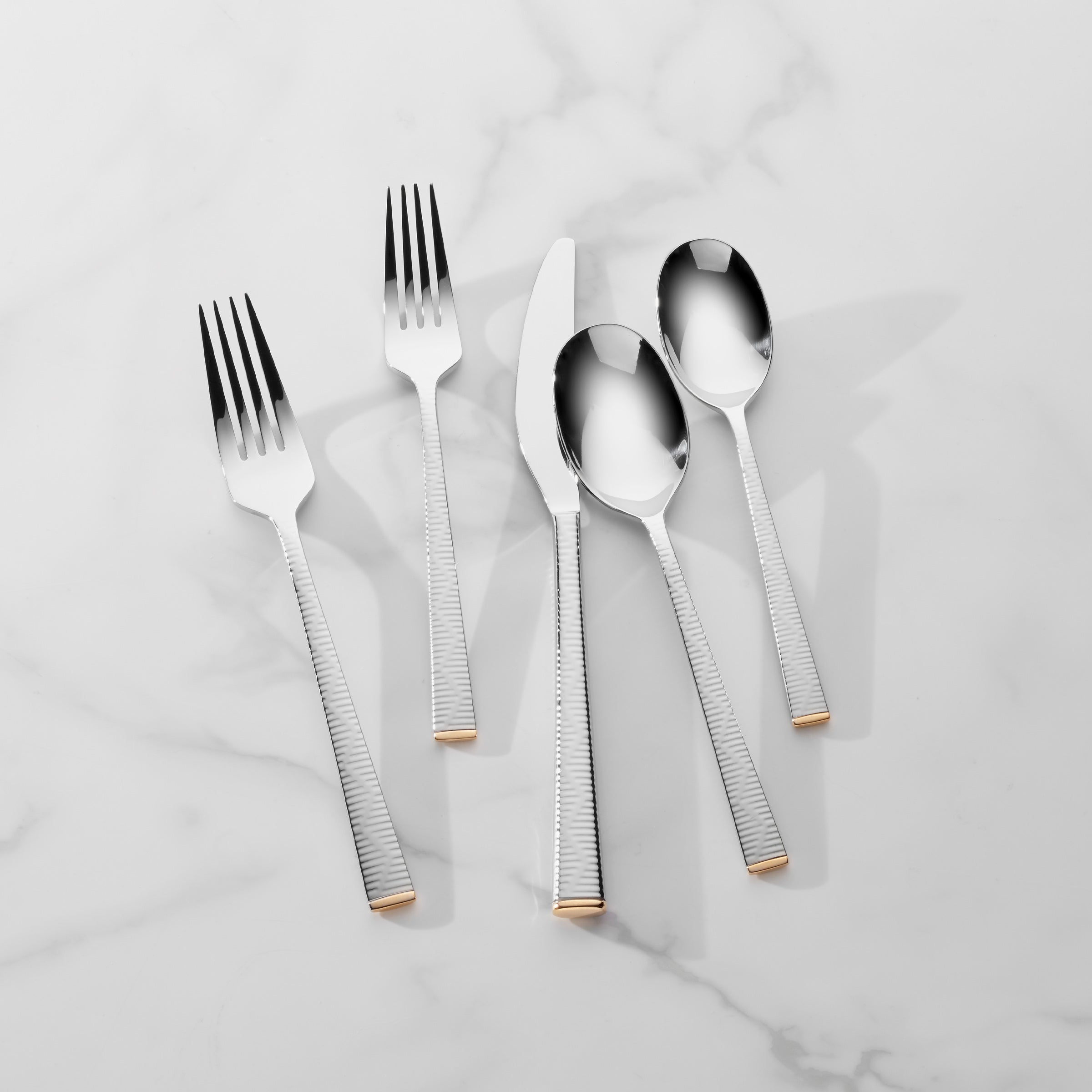 20-Piece Flatware Set with Gold Accents | Blue Bay