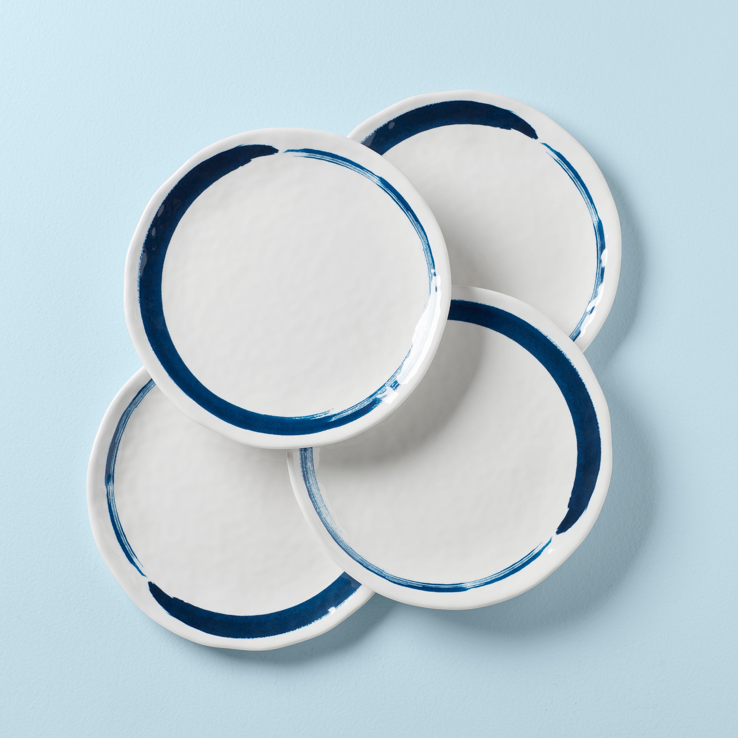 Melamine Dinner Plates Set of 4 - Blue Bay Boho Style for Outdoor & Daily Use