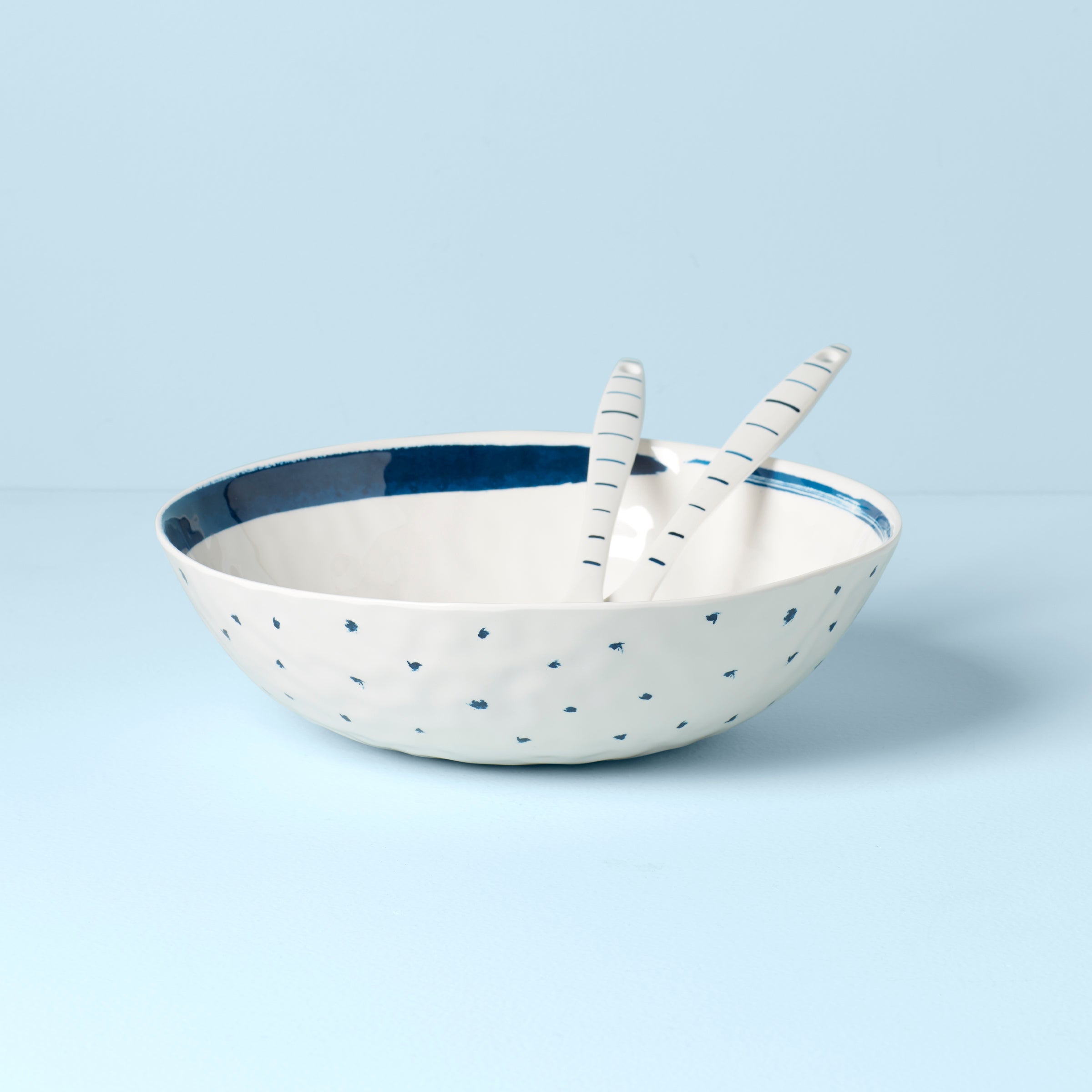 Melamine Salad Bowl Set with Servers for Outdoor Dining | Blue Bay