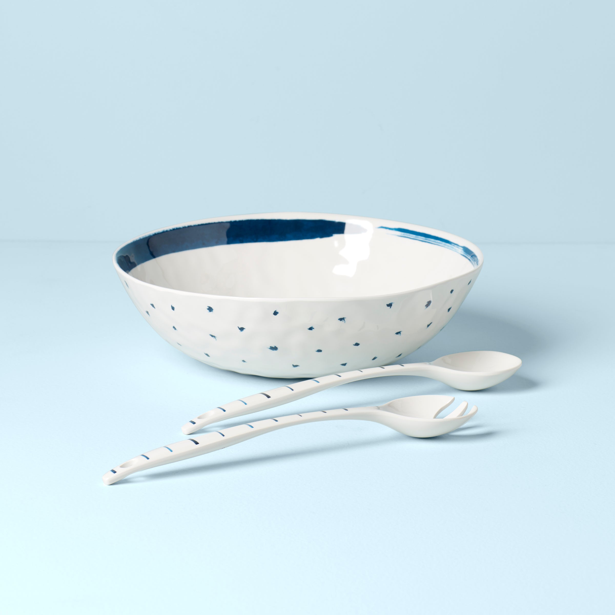 Melamine Salad Bowl Set with Servers for Outdoor Dining | Blue Bay
