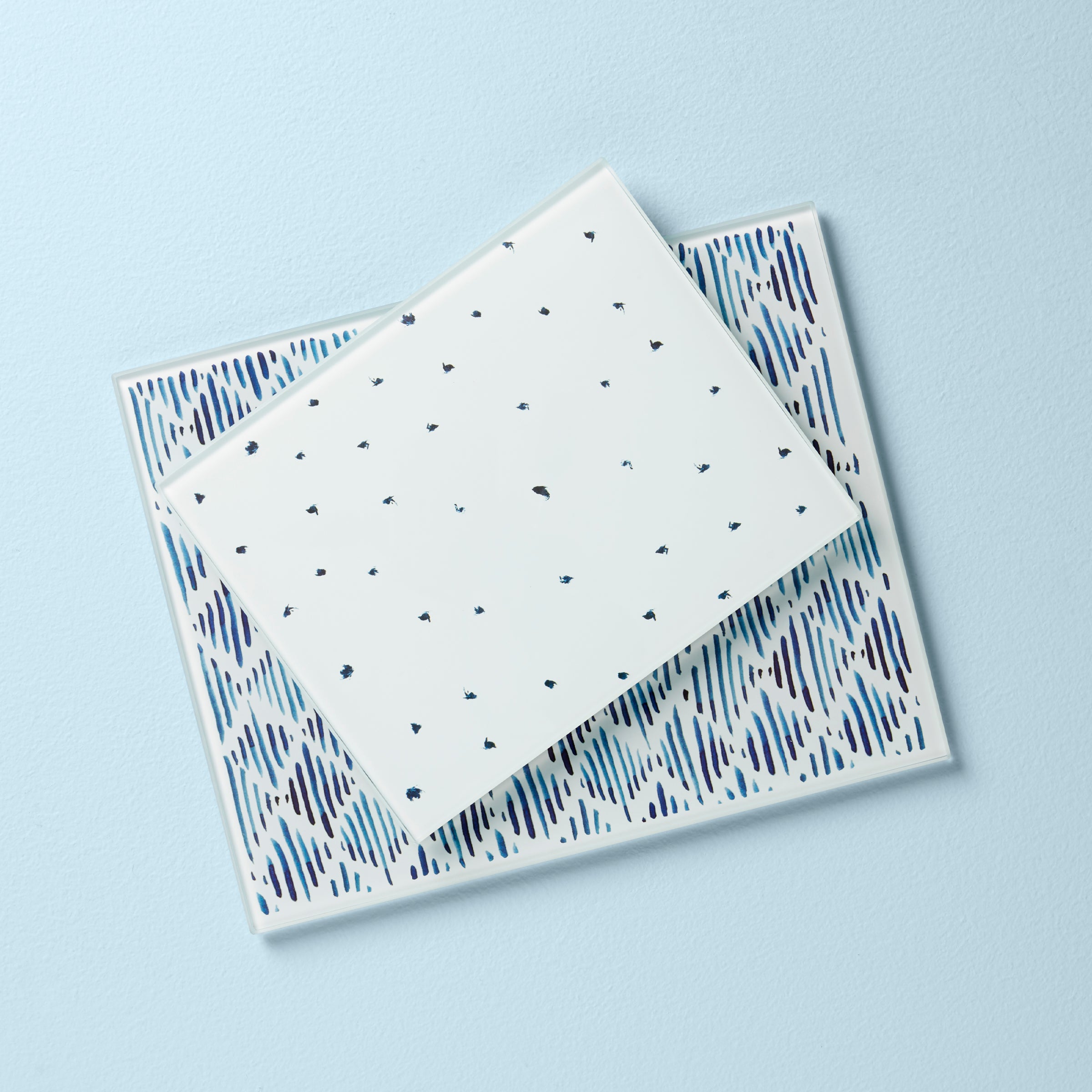 Textile-Design Glass Cutting Board Set for Meal Prep & Charcuterie | Blue Bay