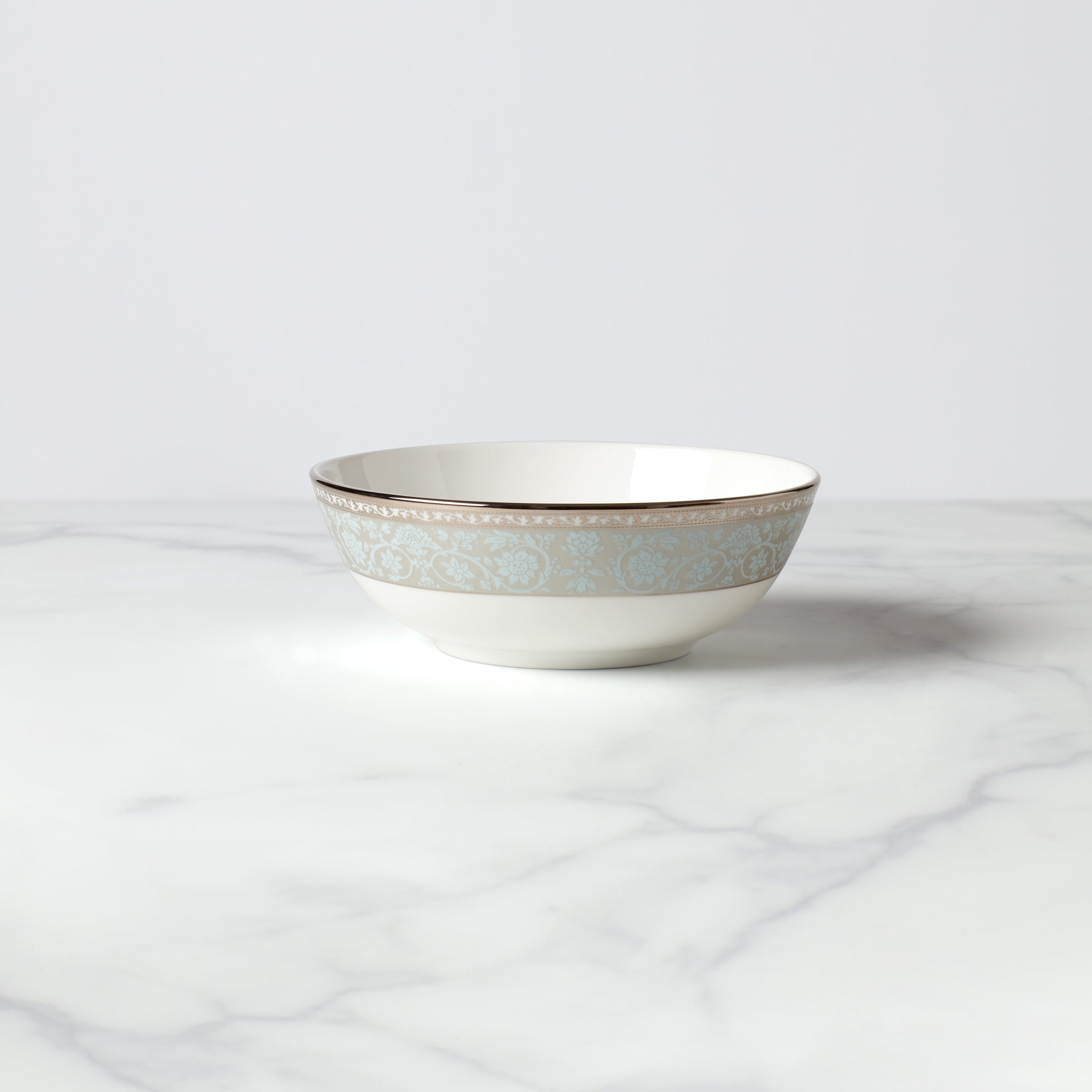 Sky Blue Floral Bone China Bowl | Westmore Place Setting