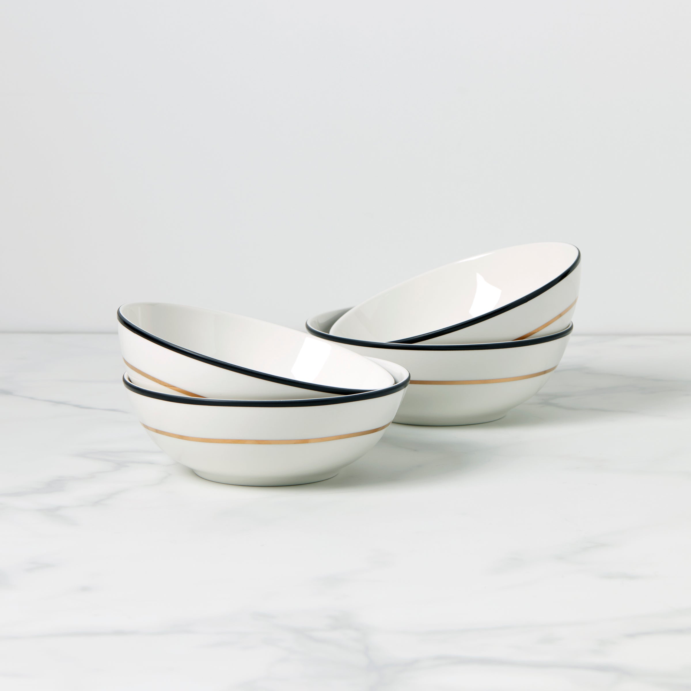 Elegant Black & Gold Bowls Set of 4 for Snacks & Salads | Kate Spade