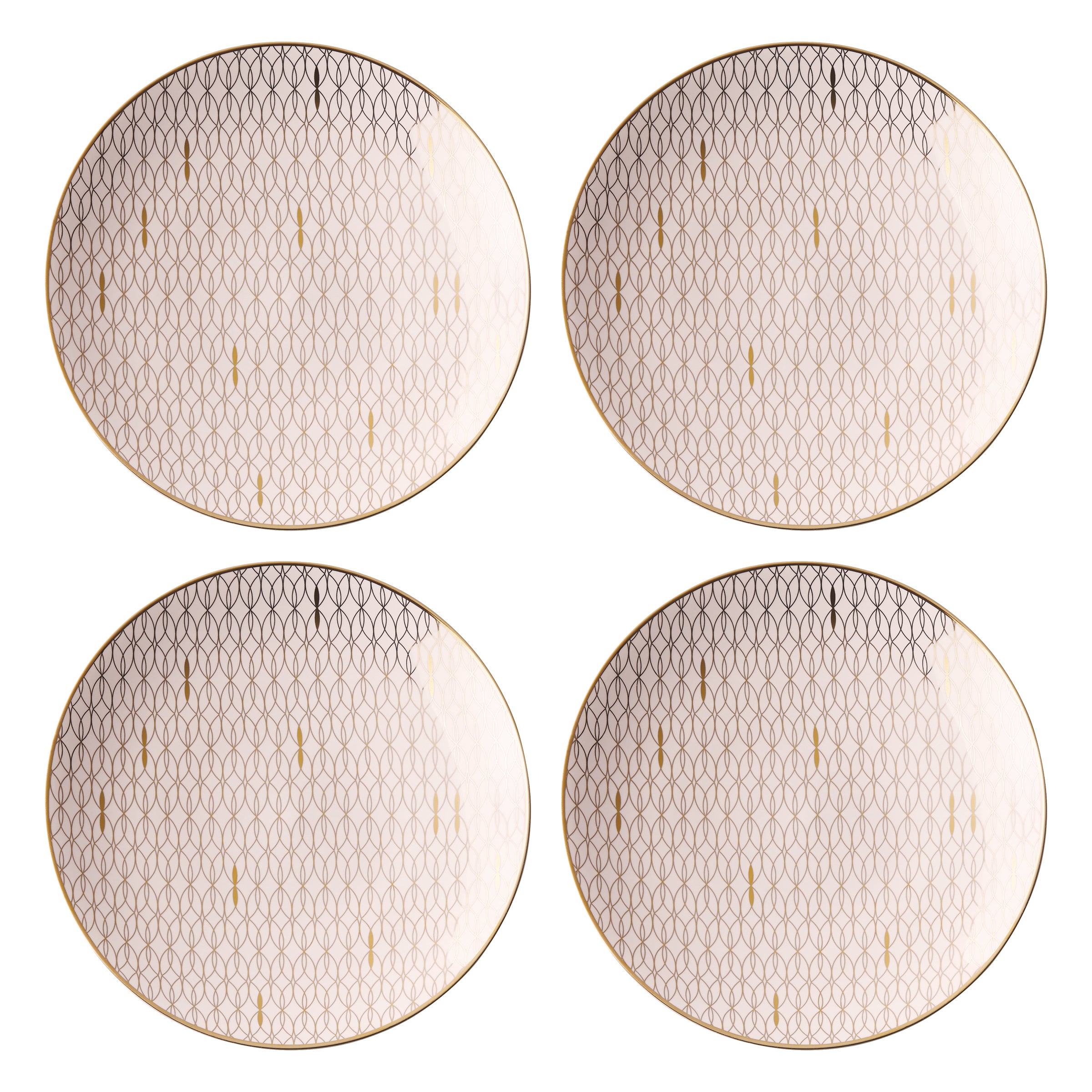 Blush Pink Salad Plates with Gold Trim - Set of 4 | Trianna