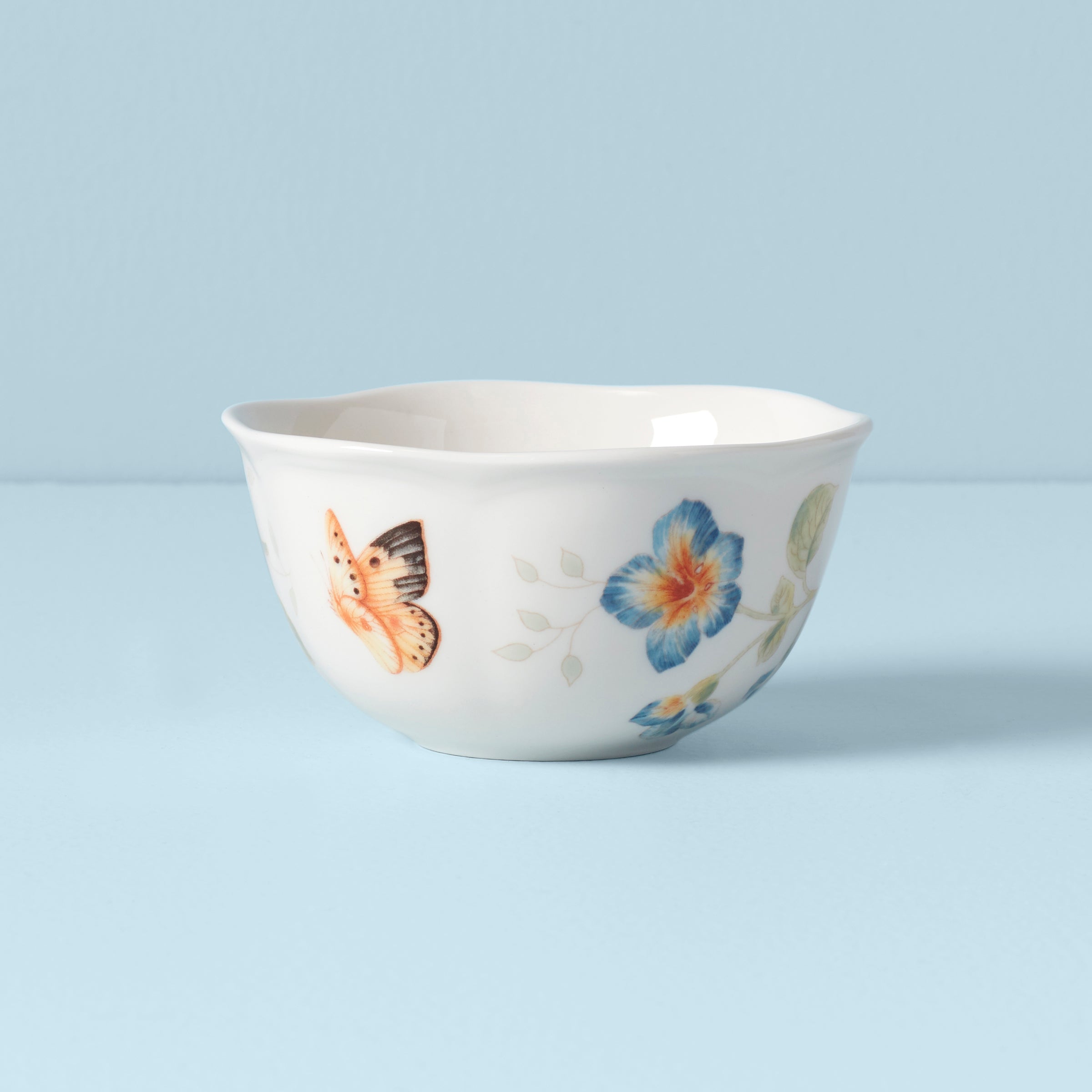 Butterfly Meadow Ceramic Dessert Bowl with Scalloped Rim | Dishwasher Safe