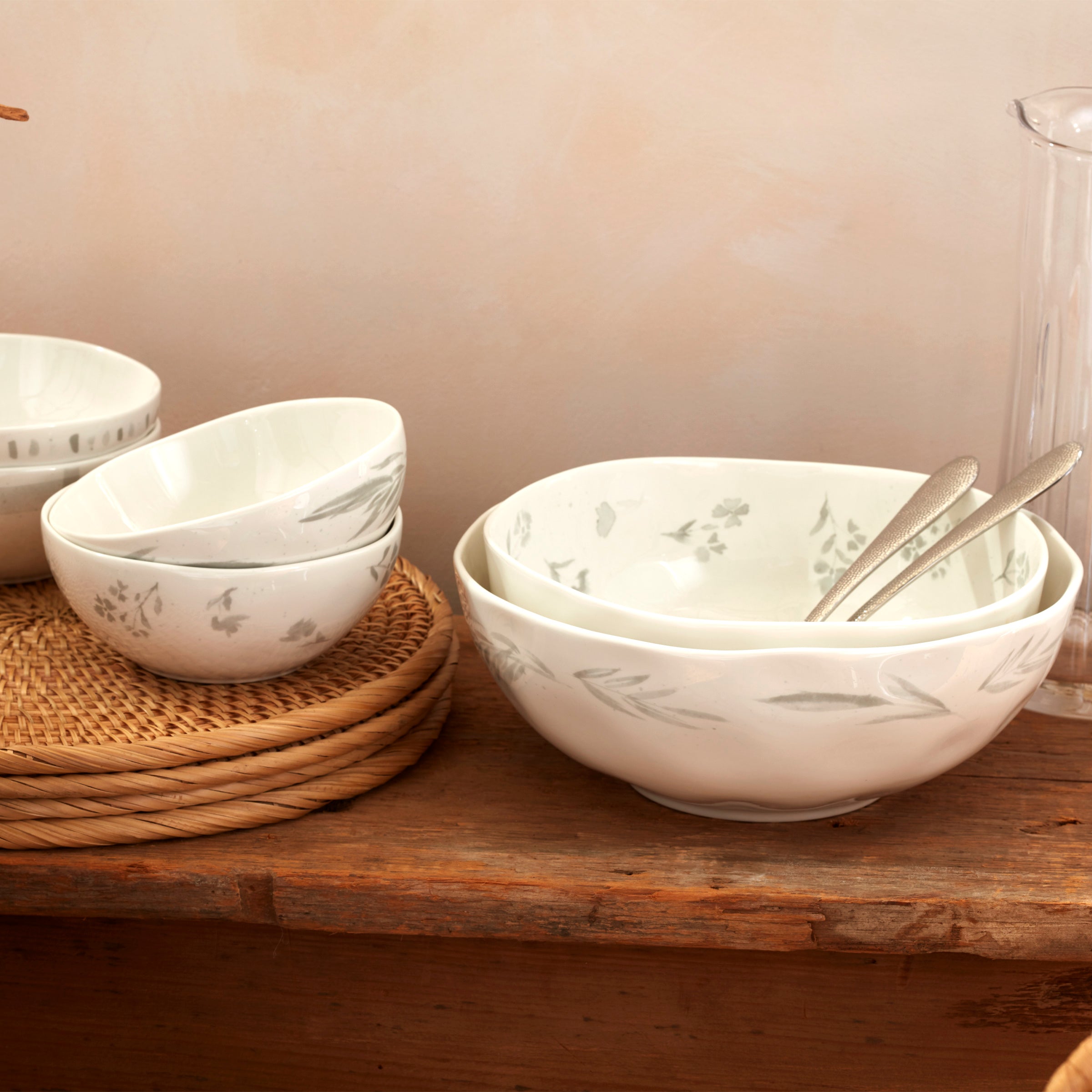 Porcelain Serving Bowls Set of 4 - Oyster Bay All-Purpose Bowls