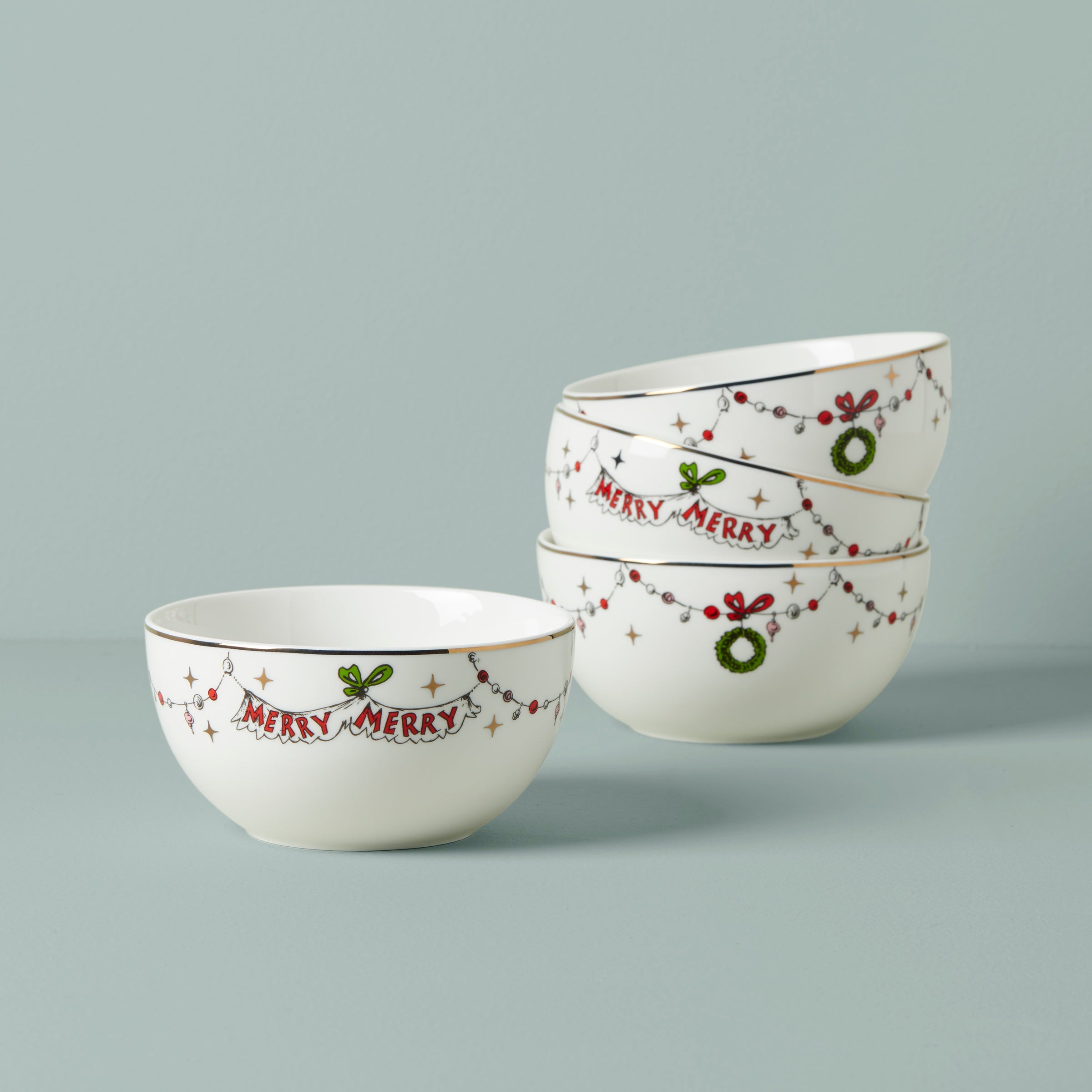 Grinchmas Holiday Bowls Set of 4 - Festive All-Purpose Dishware