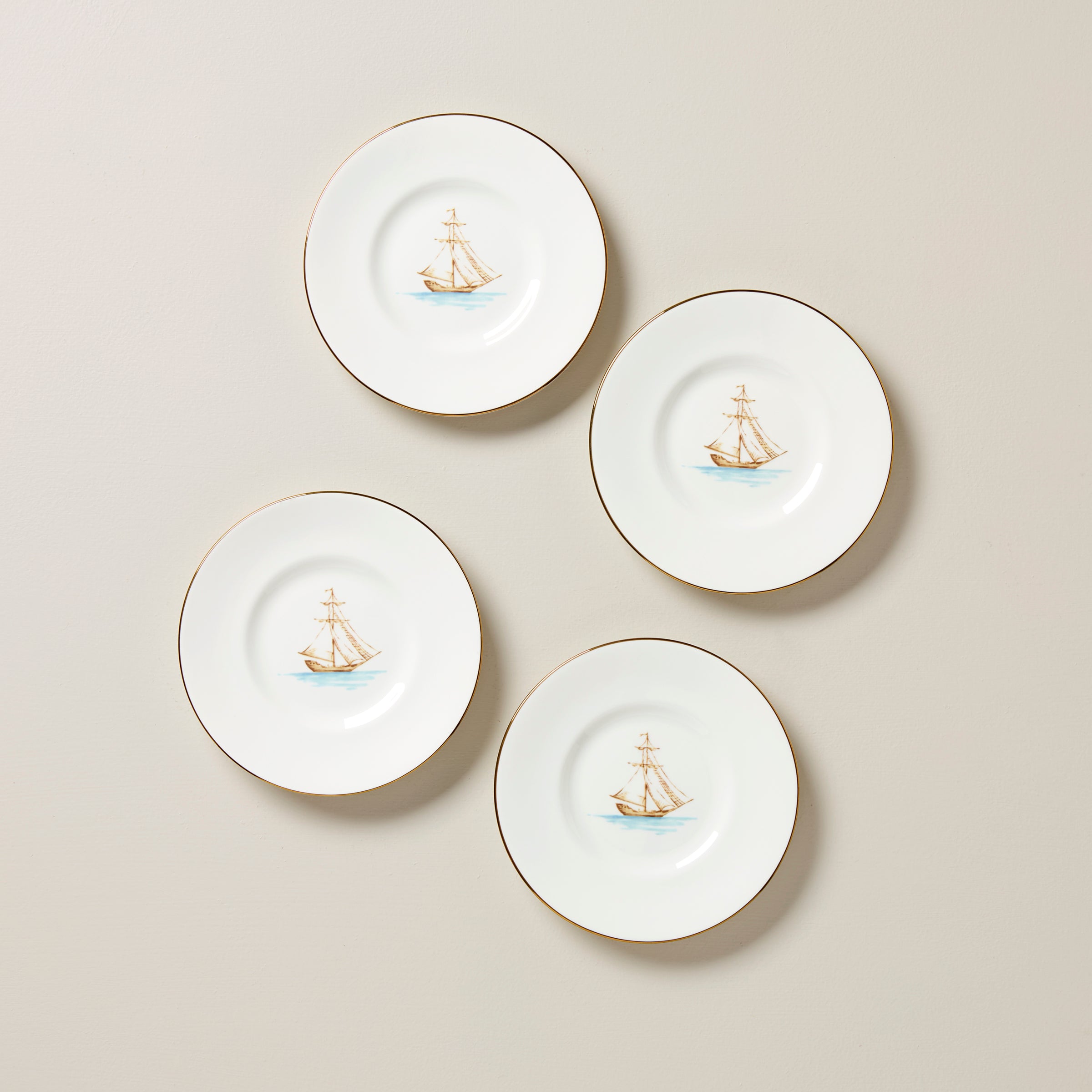 British Colonial Tradewind Dessert Plates - Set of 4 | Microwave & Dishwasher Safe