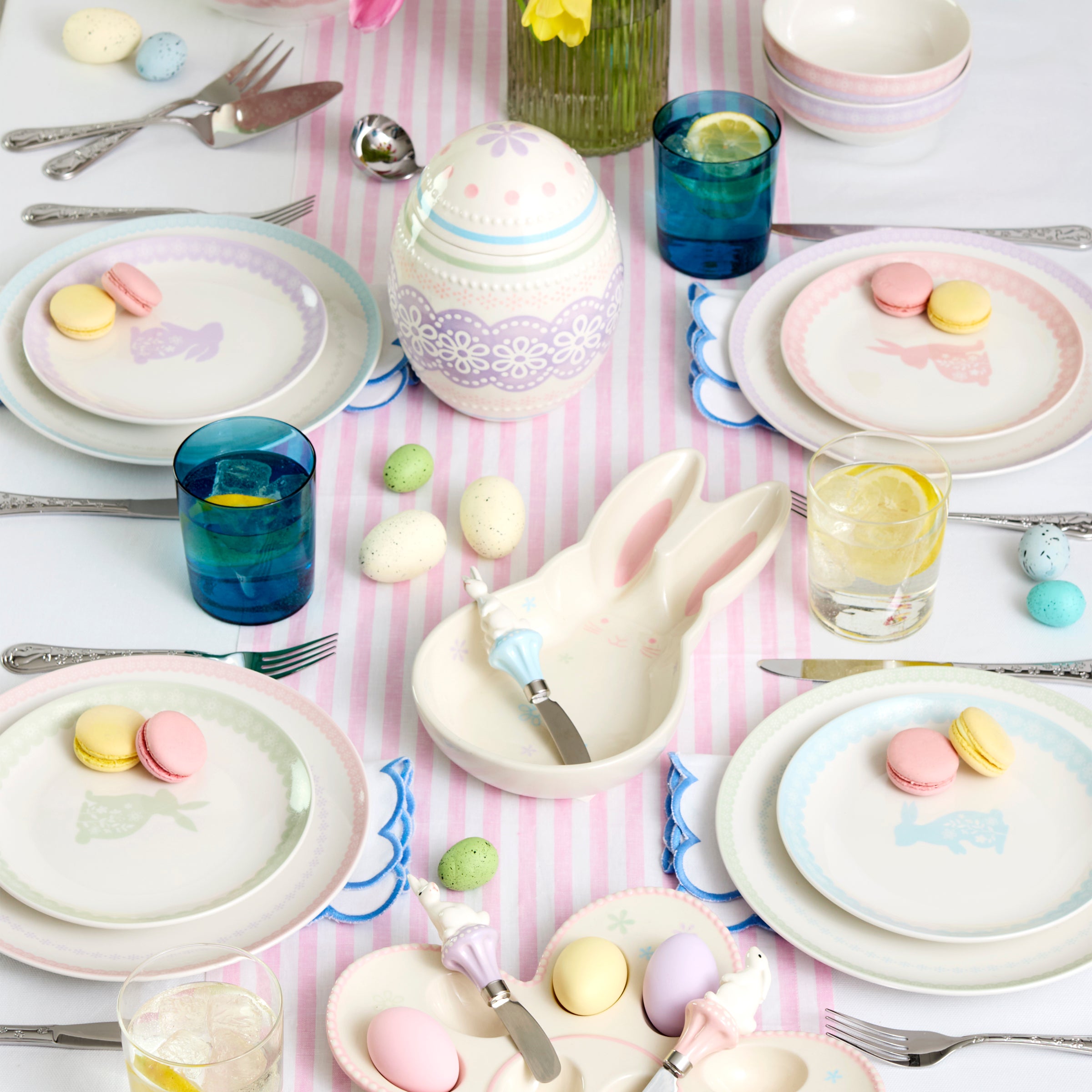 Porcelain Bunny Bowls Set of 4 for Easter & Spring | Bunny Hop