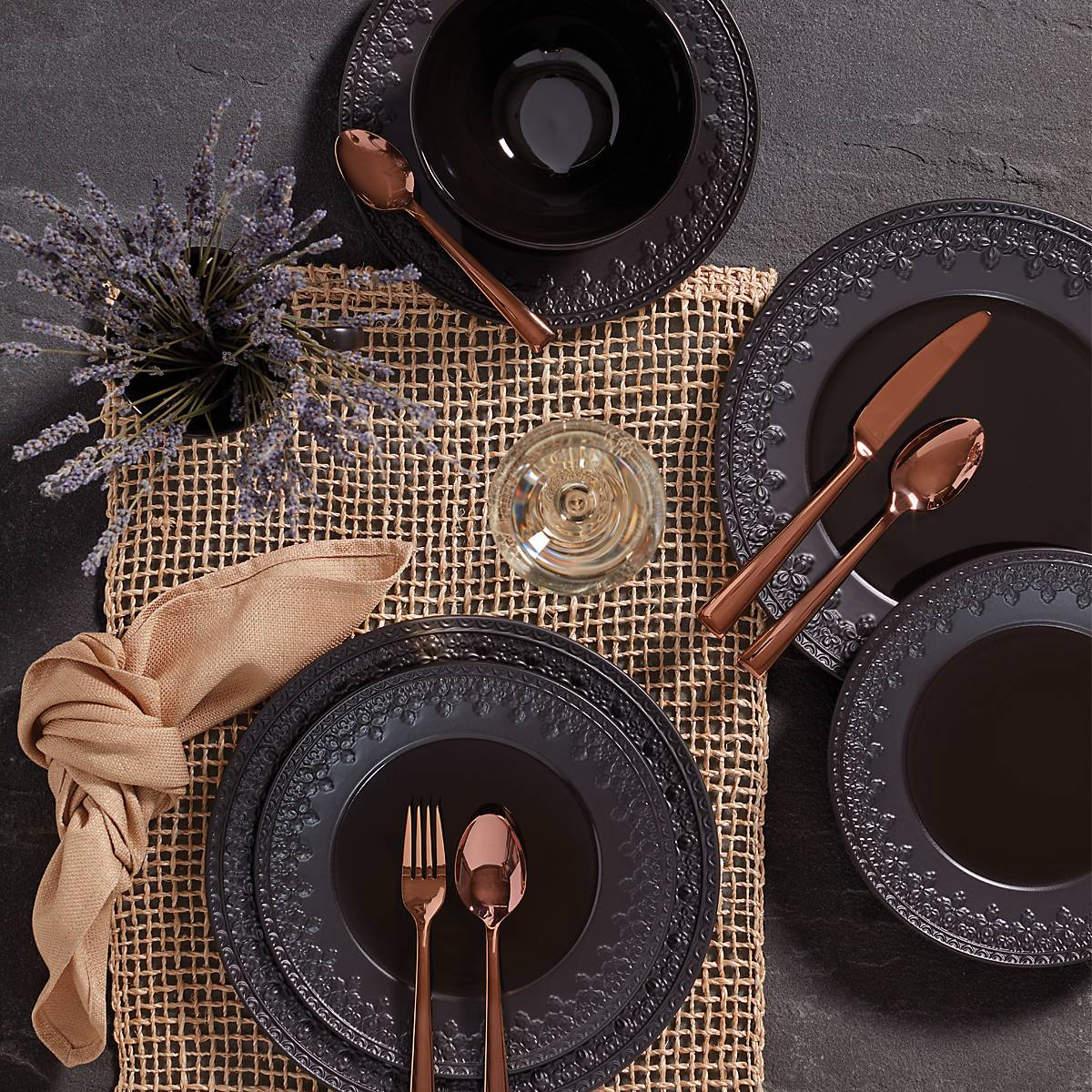 Black Ironstone Bowls Set of 4 for Soup & Salad | Chelse Muse Fleur