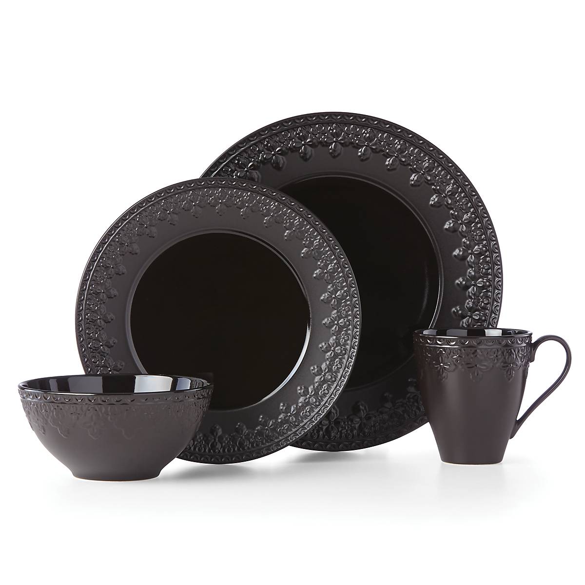Black Ironstone Bowls Set of 4 for Soup & Salad | Chelse Muse Fleur
