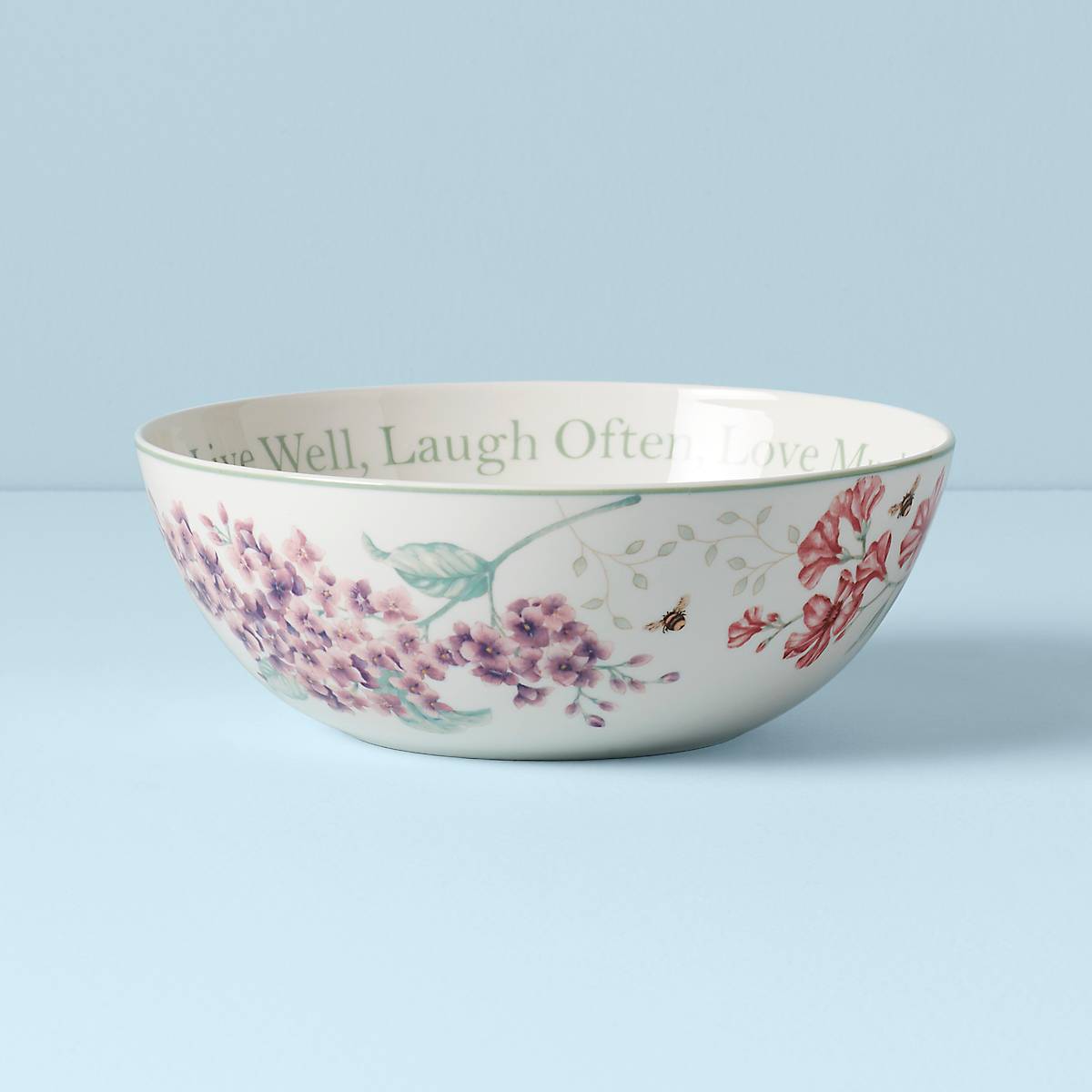 Large Ceramic Serving Bowl with Floral Design | Butterfly Meadow