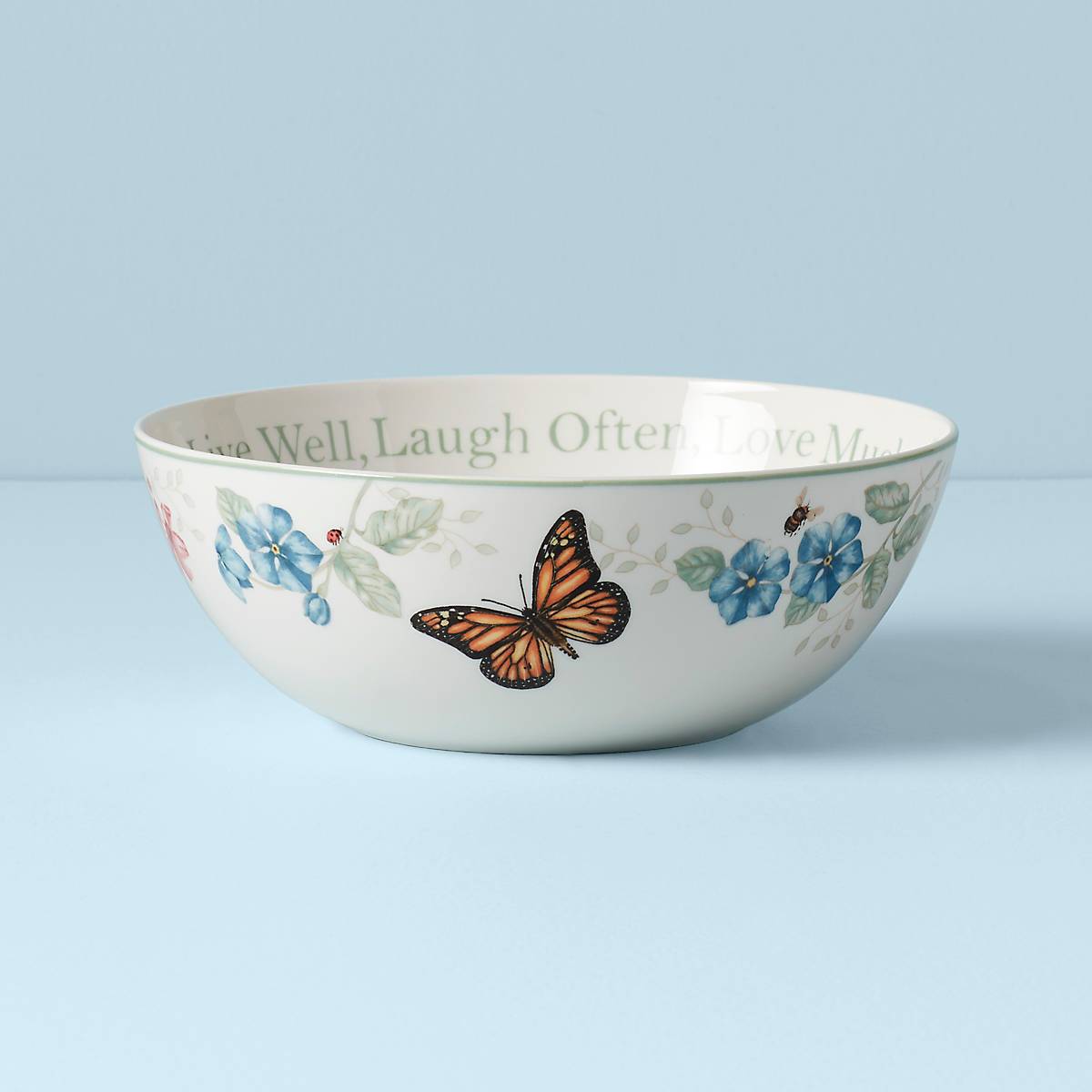 Large Ceramic Serving Bowl with Floral Design | Butterfly Meadow
